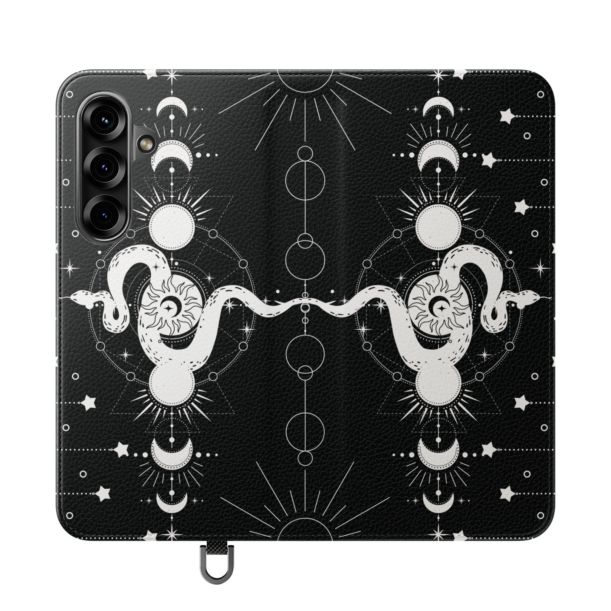 Gothic Style Celestial Snake Moon Phases Wallet Flip PhoneCase - Celestial Style Phone Case for iPhone and Samsung - Moon Phases Wallet Case