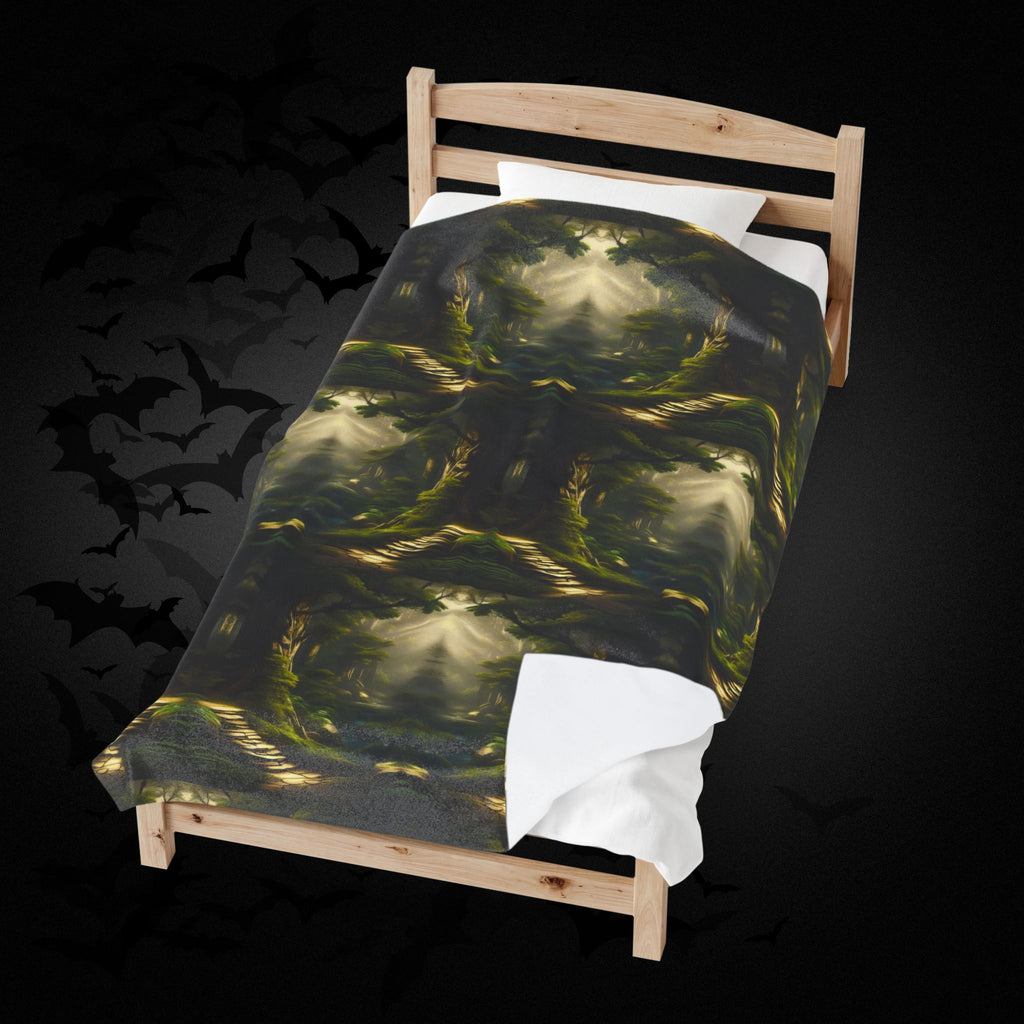 Mystical Forest Throw Blanket — Dark Cottagecore Woodland Home Decor