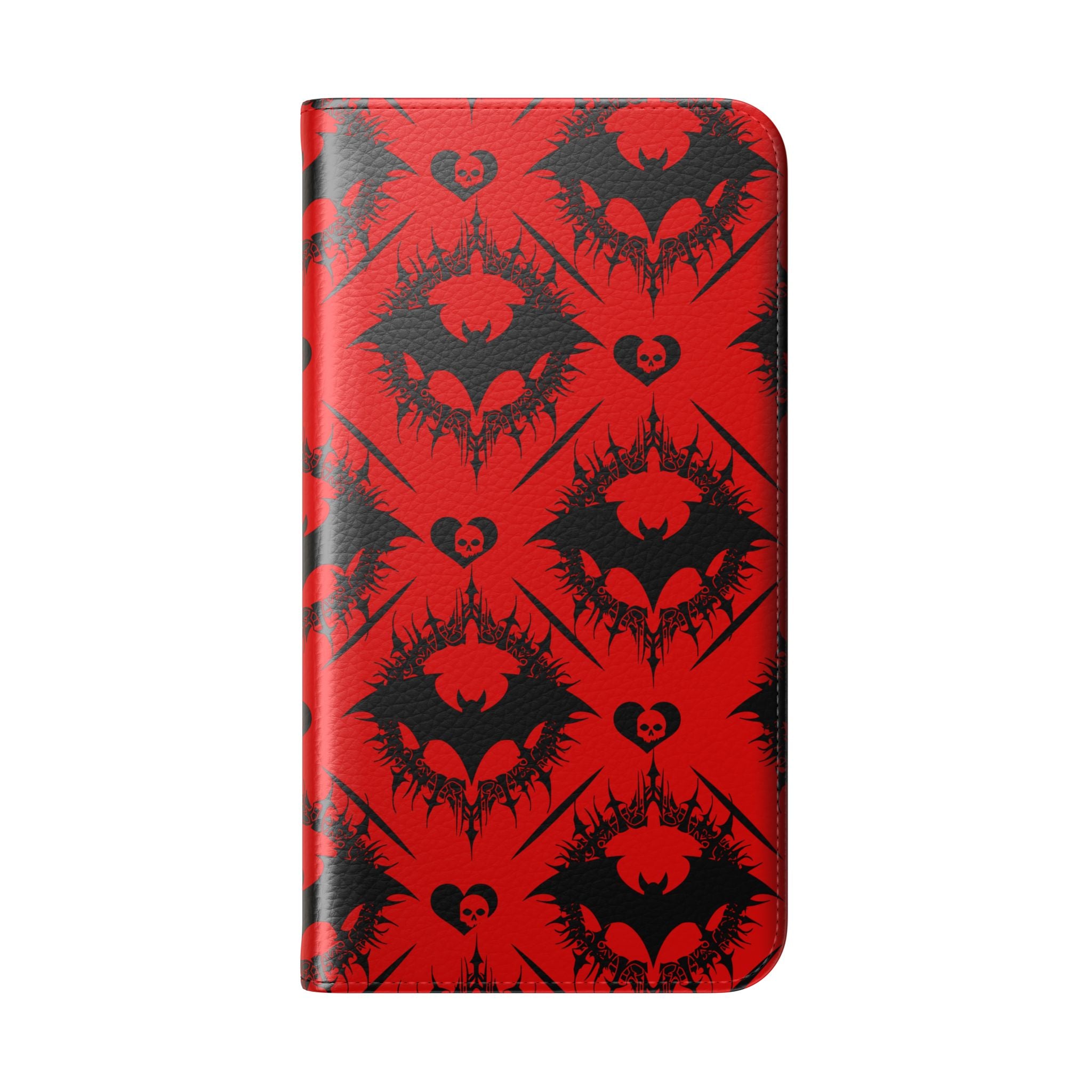 Gothic Bat Wallet Flip Case - Elegant Goth Phone Wallet - Bat Pattern Flip Case - Gothic Phone Case - Stylish Wallet Phone Case