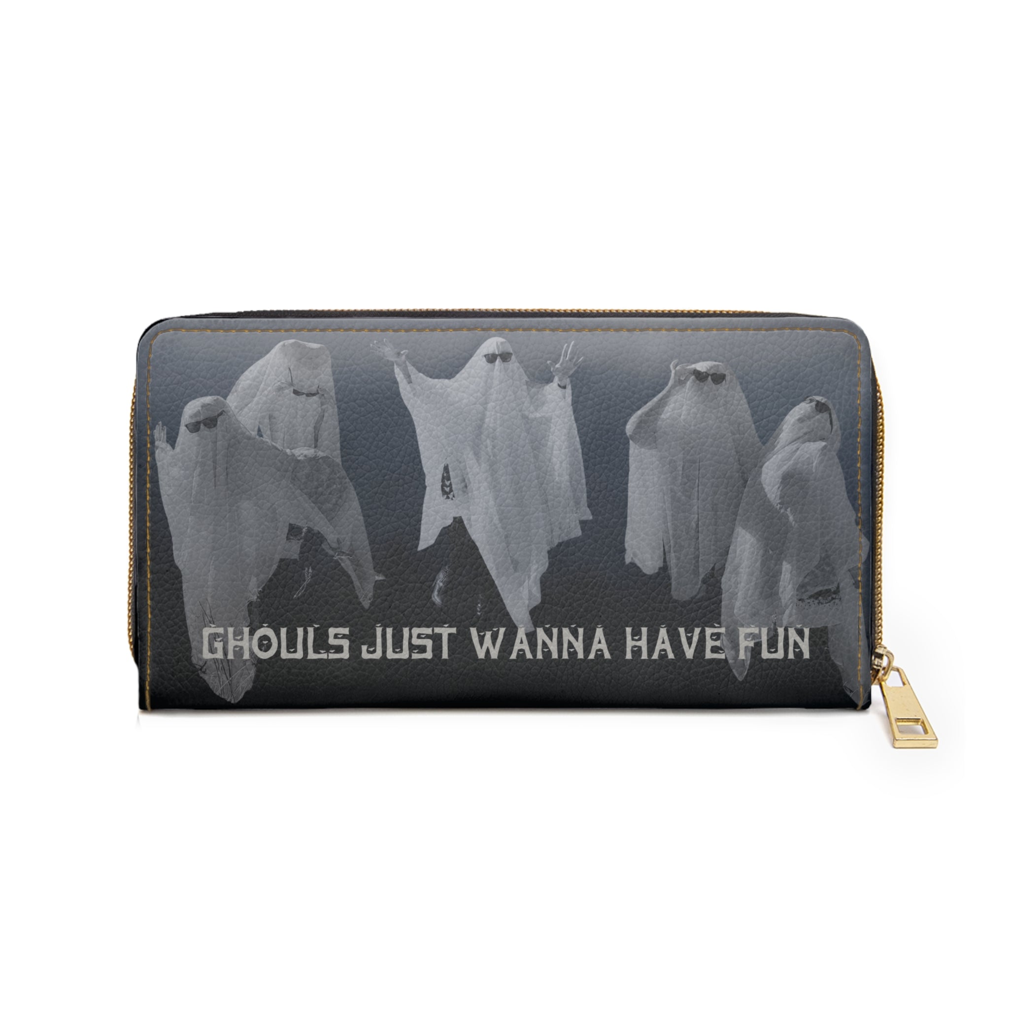 Ghouls Just Wanna Have Fun Wallet | Funny Ghost Faux Leather Zipper Clutch
