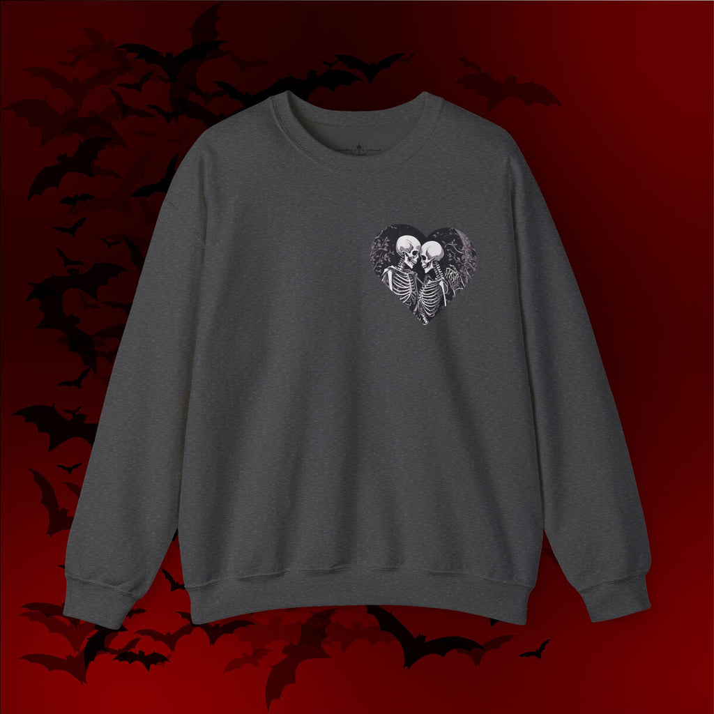 Gothic Valloween Skeleton Love Crewneck Sweatshirt — Dark Romance Couples Valentine's Day