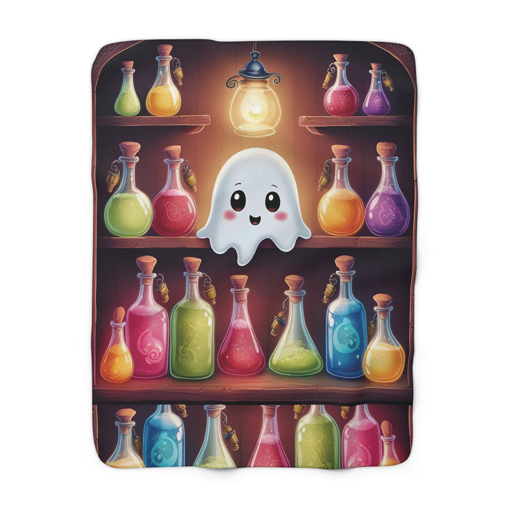 Apothecary Ghost Potion Shelf Throw Blanket — Whimsigoth Home Decor