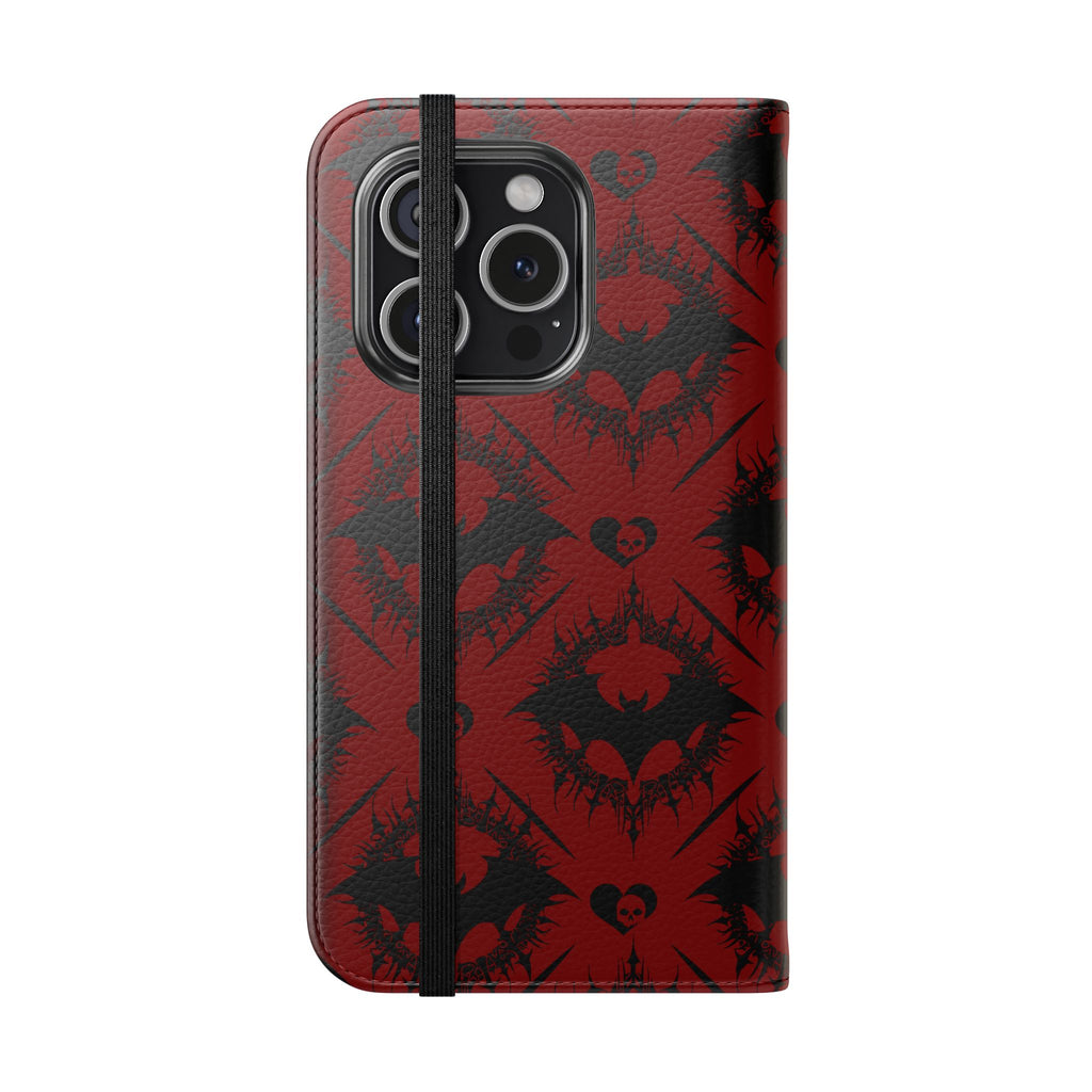 Copy of Gothic Bat Wallet Flip Case - Elegant Goth Phone Wallet - Bat Pattern Flip Case - Gothic Phone Case - Stylish Wallet Phone Case