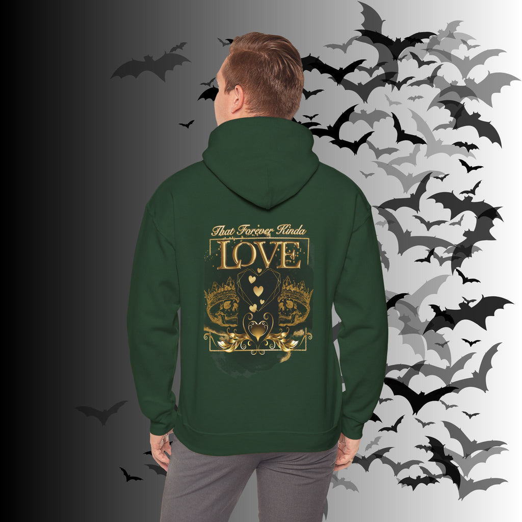 That Forever Kinda Love Hoodie — Gothic Gold Skull Couples Pullover