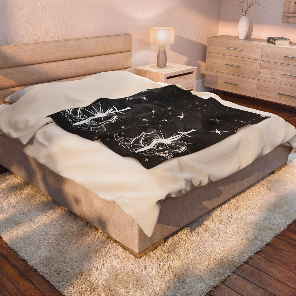 Gothic Moon Sword Blanket: Celestial Velveteen or Sherpa Throw