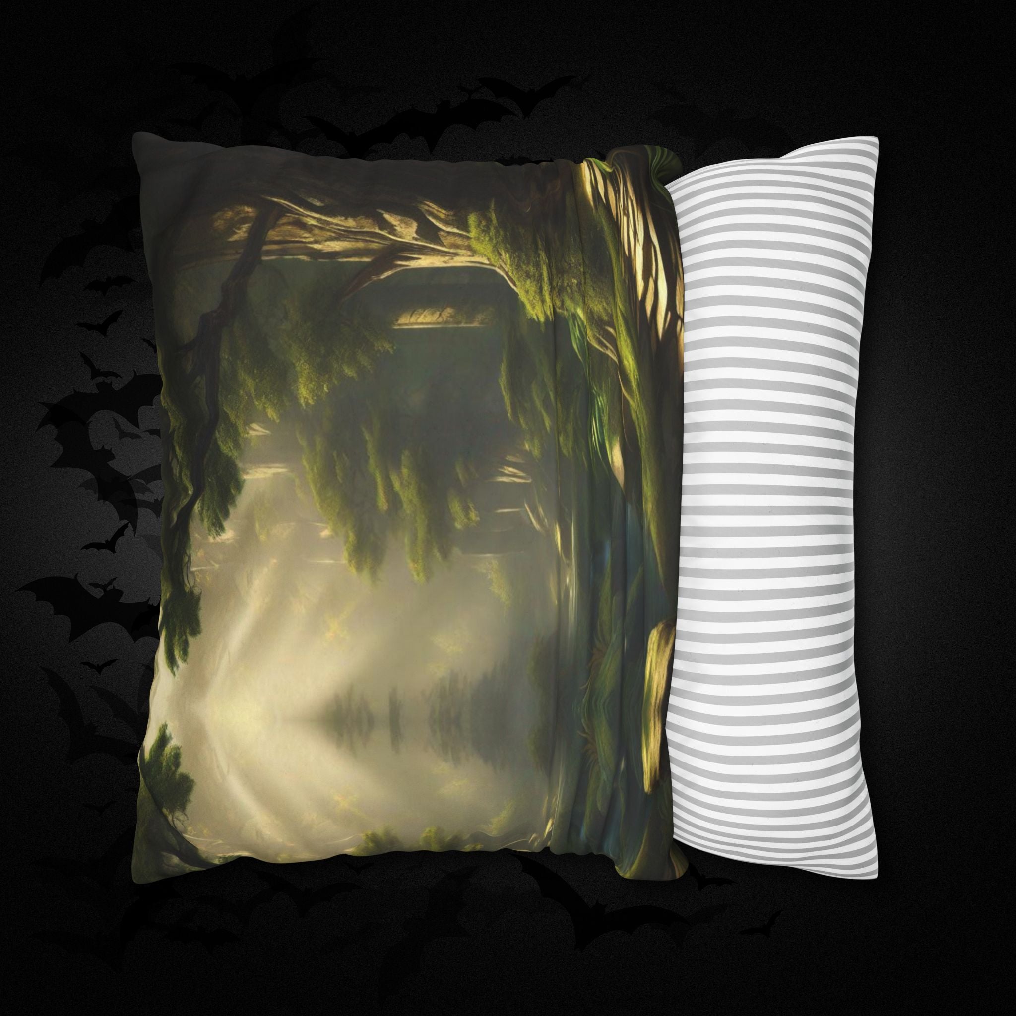 Mystical Forest Throw Pillow — Dark Cottagecore Woodland Home Decor