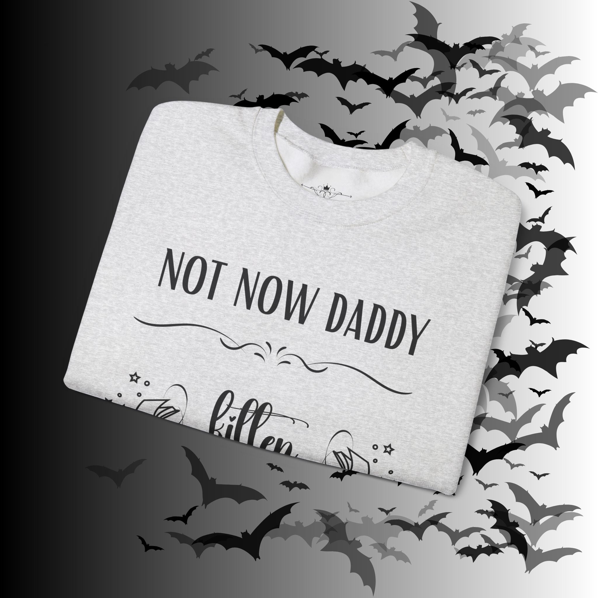 Not Now Daddy Kitten Is Reading Crewneck Sweatshirt — Funny Book Lover