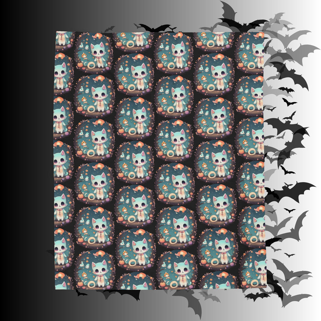 Pastel Goth Cat Throw Blanket — Creepy Cute Kawaii Dark Home Decor