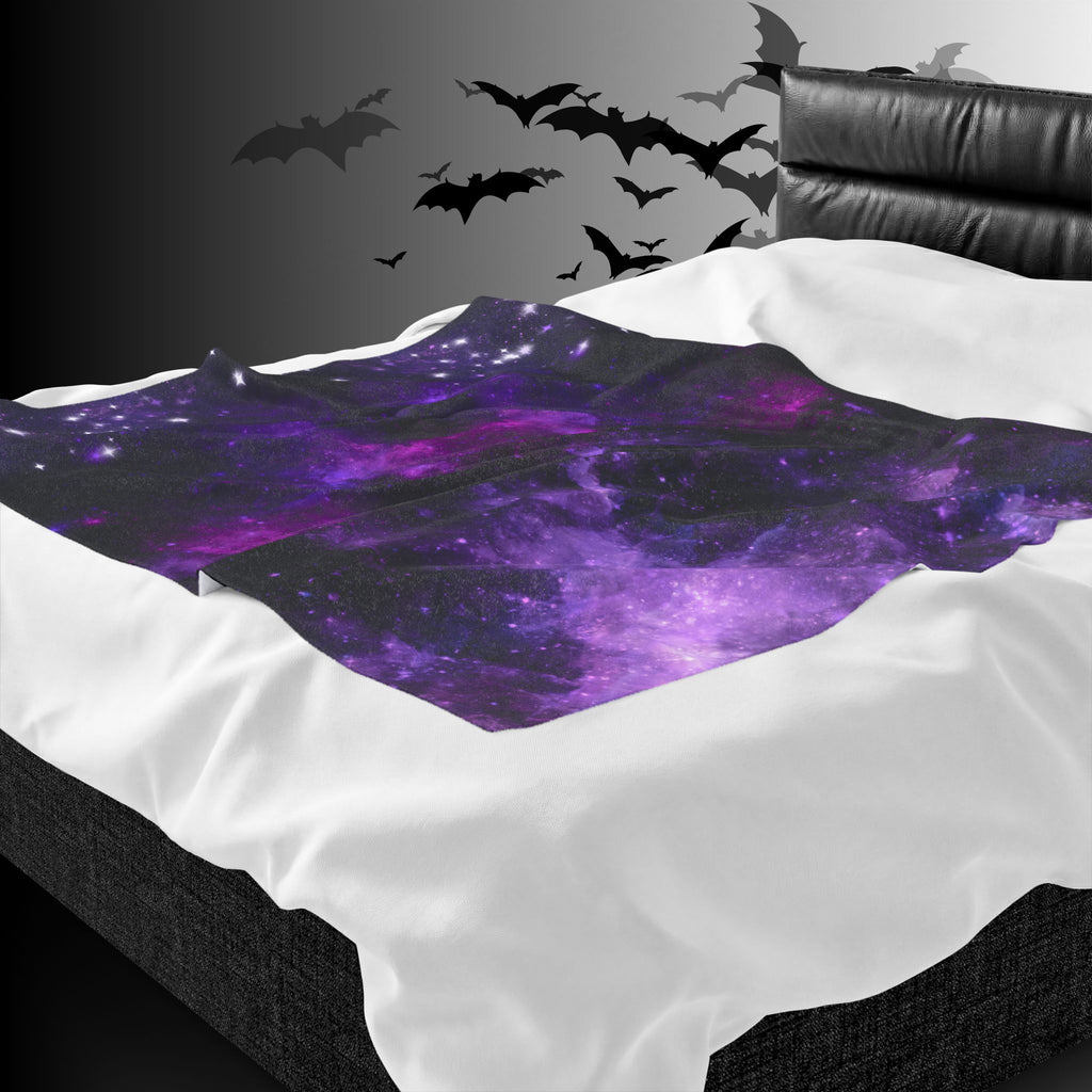 Pastel Goth Purple Galaxy Throw Blanket — Cosmic Nebula Home Decor