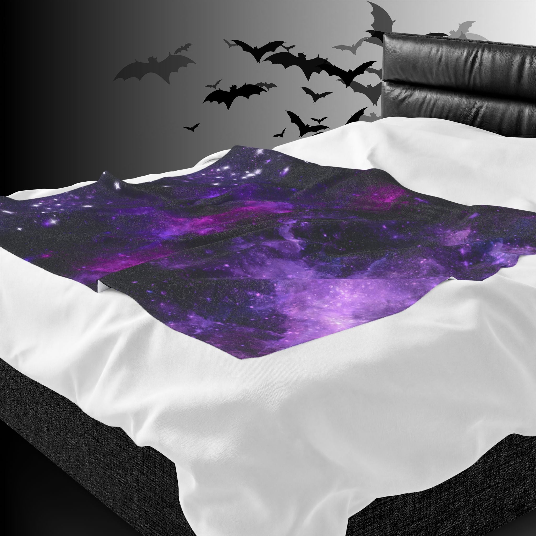 Pastel Goth Purple Galaxy Throw Blanket — Cosmic Nebula Home Decor
