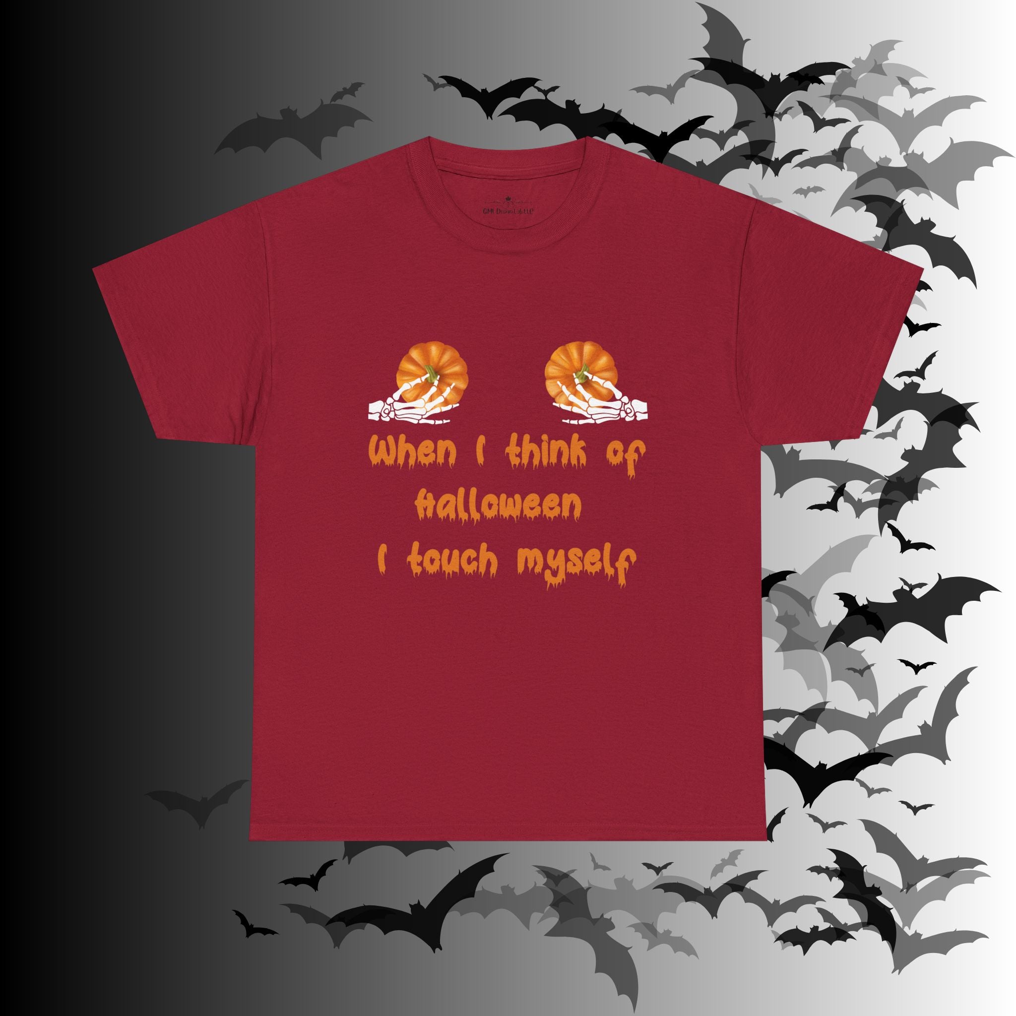 "When I Think of Halloween I Touch Myself" Pumpkin T-Shirt — Funny Halloween Tee