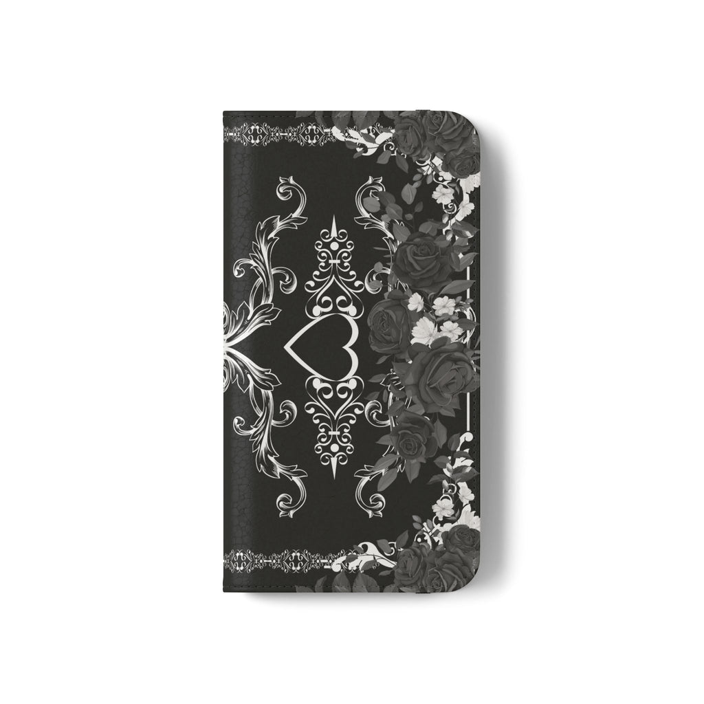 Romantic Goth Wallet Flip Case - Goth Botanical Phone Case