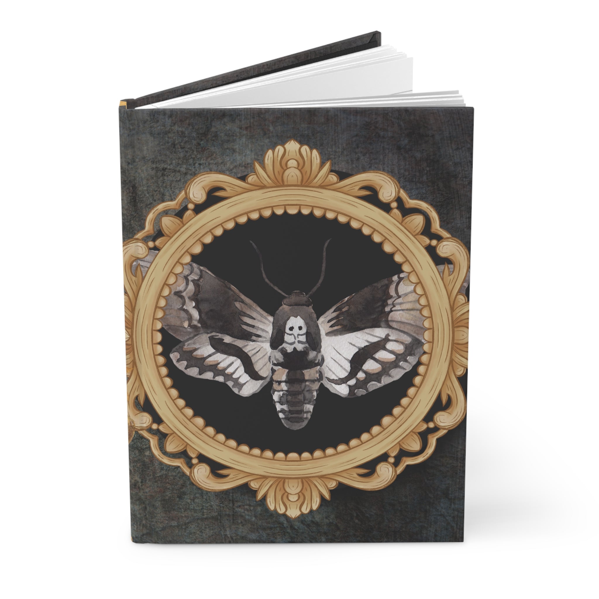 Gothic Death's Head Moth Journal — Gold Cameo Hardcover Spell Book