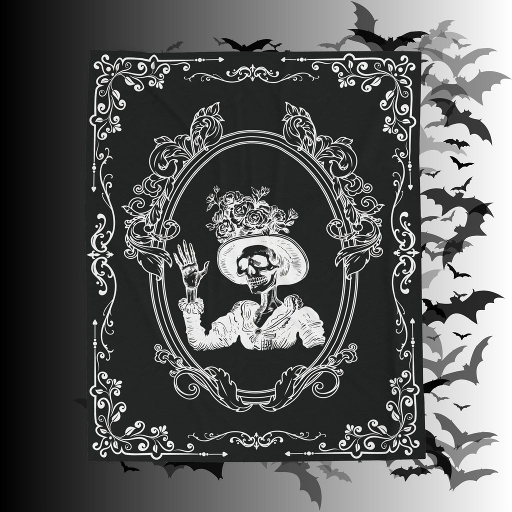 Victorian Skeleton Throw Blanket — Gothic Dark Academia Home Decor