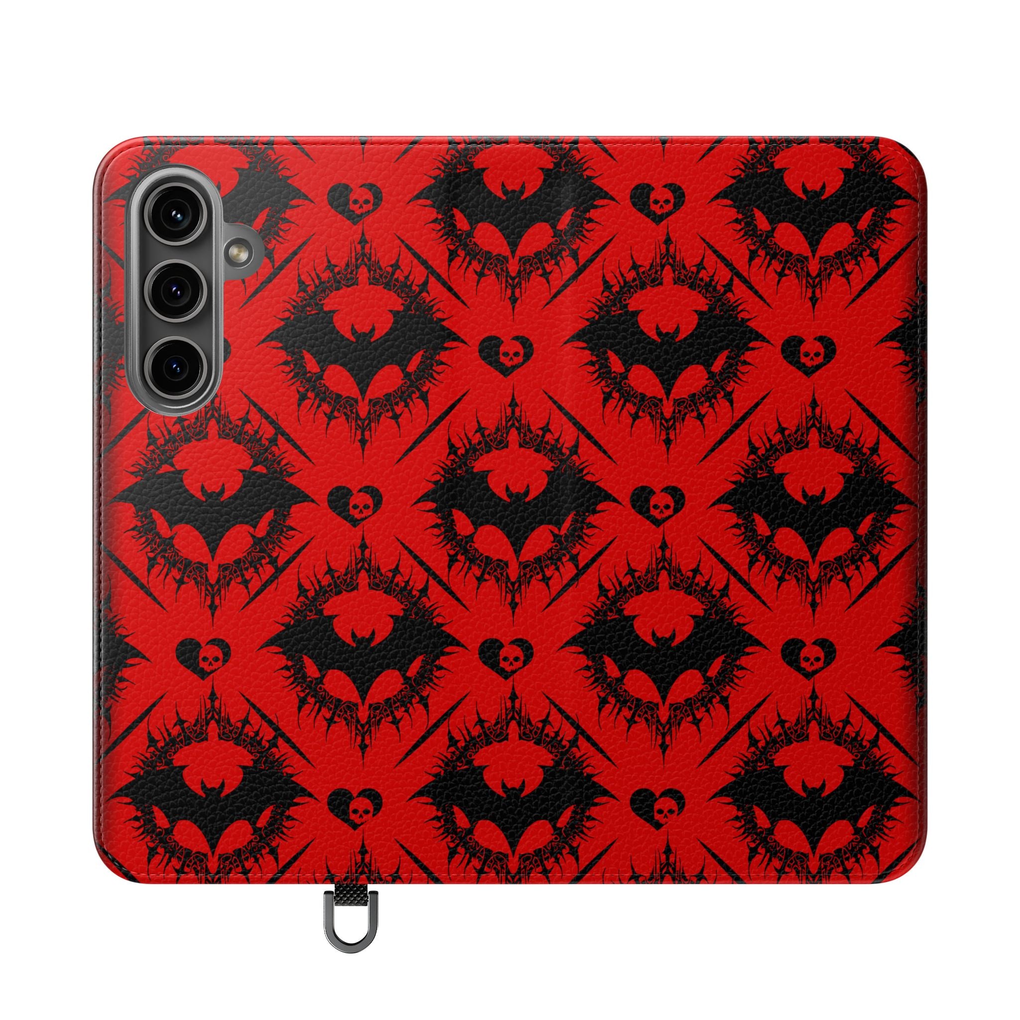 Gothic Bat Wallet Flip Case - Elegant Goth Phone Wallet - Bat Pattern Flip Case - Gothic Phone Case - Stylish Wallet Phone Case