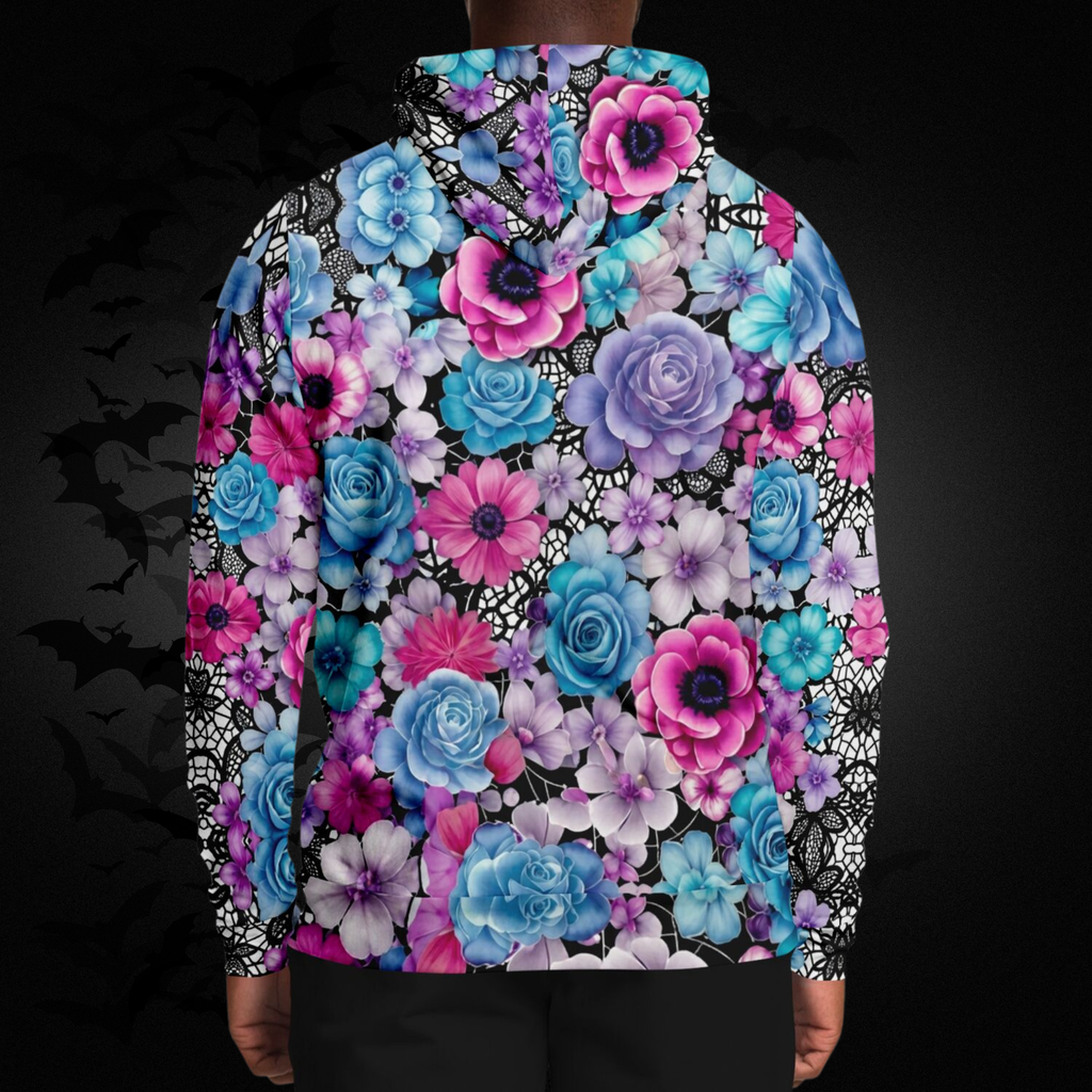 Pastel Goth Floral Skull Hoodie — Gothic Skull Unisex All Over Print