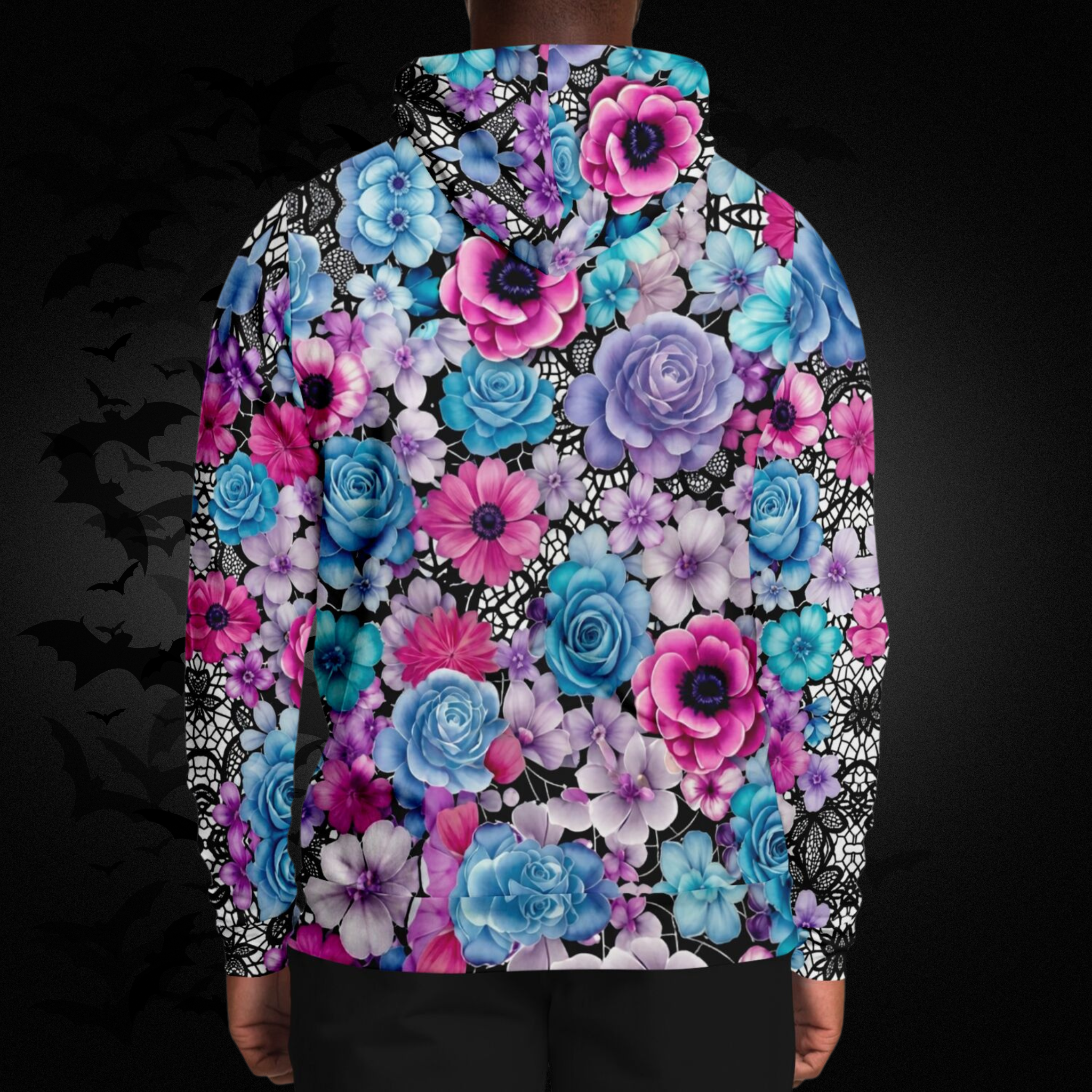 Pastel Goth Floral Skull Hoodie — Gothic Skull Unisex All Over Print