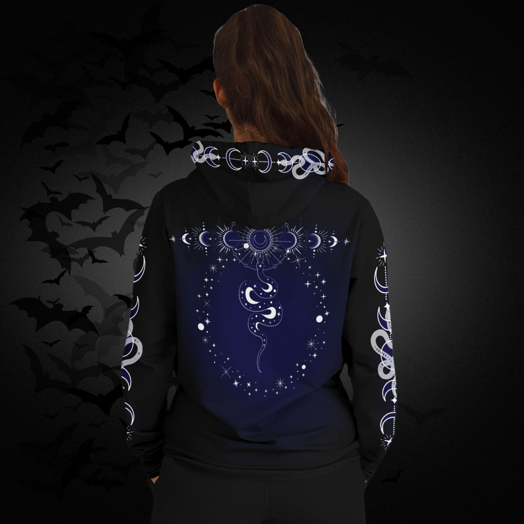 Celestial Serpent All Over Print Hoodie – Midnight Navy