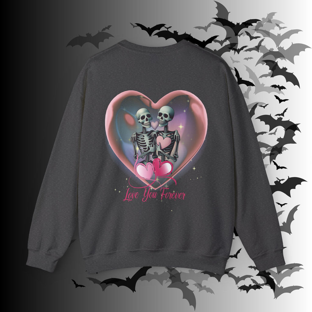 Love You Forever Skeleton Crewneck Sweatshirt — Gothic Valentine's Couples