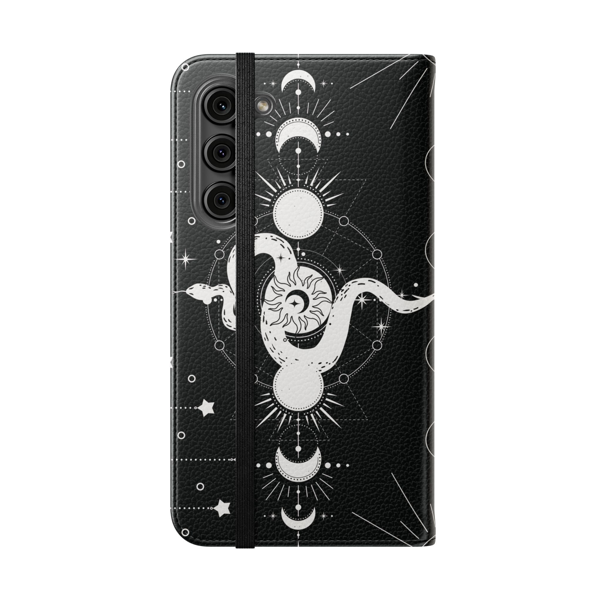 Gothic Style Celestial Snake Moon Phases Wallet Flip PhoneCase - Celestial Style Phone Case for iPhone and Samsung - Moon Phases Wallet Case