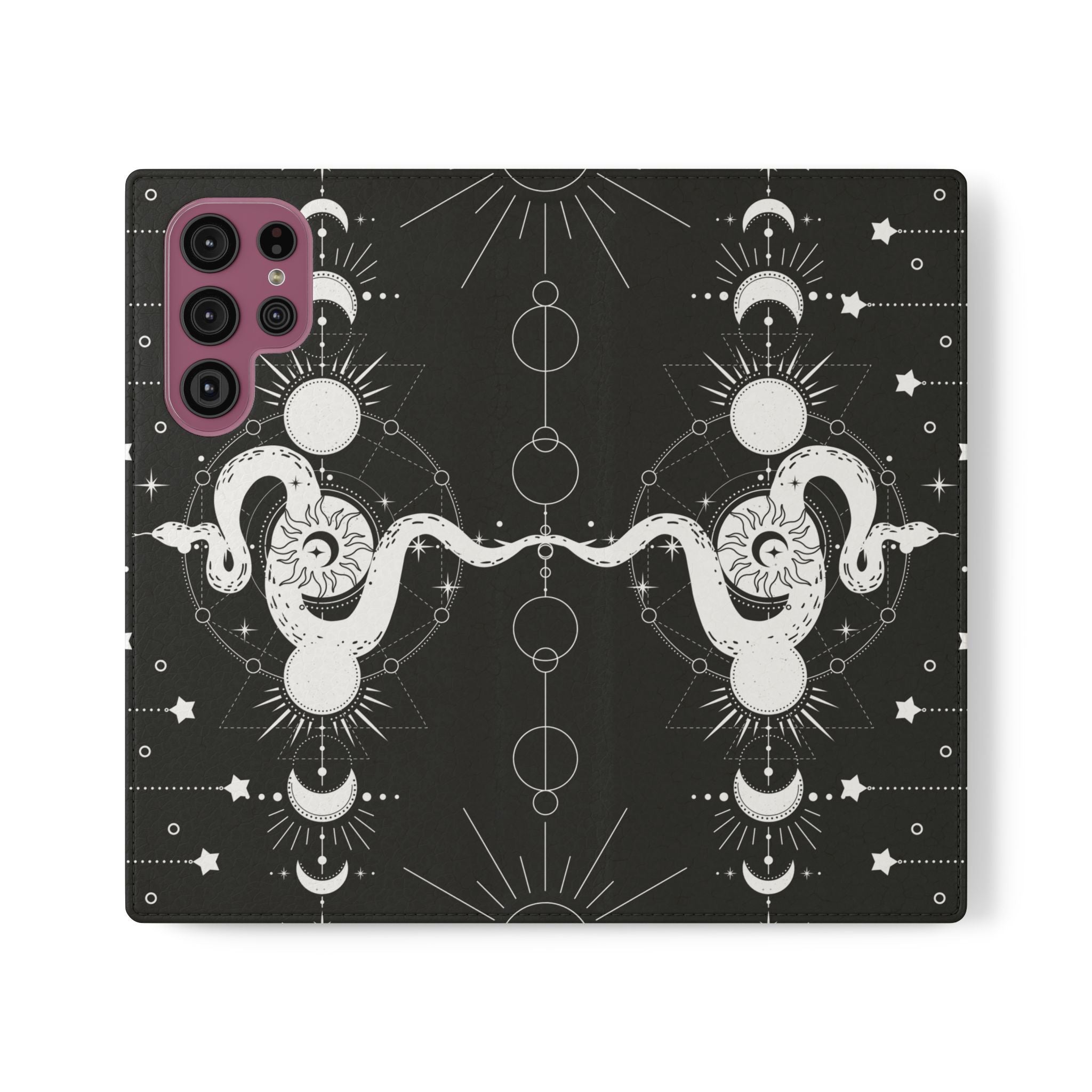 Gothic Style Celestial Snake Moon Phases Wallet Flip PhoneCase - Celestial Style Phone Case for iPhone and Samsung - Moon Phases Wallet Case