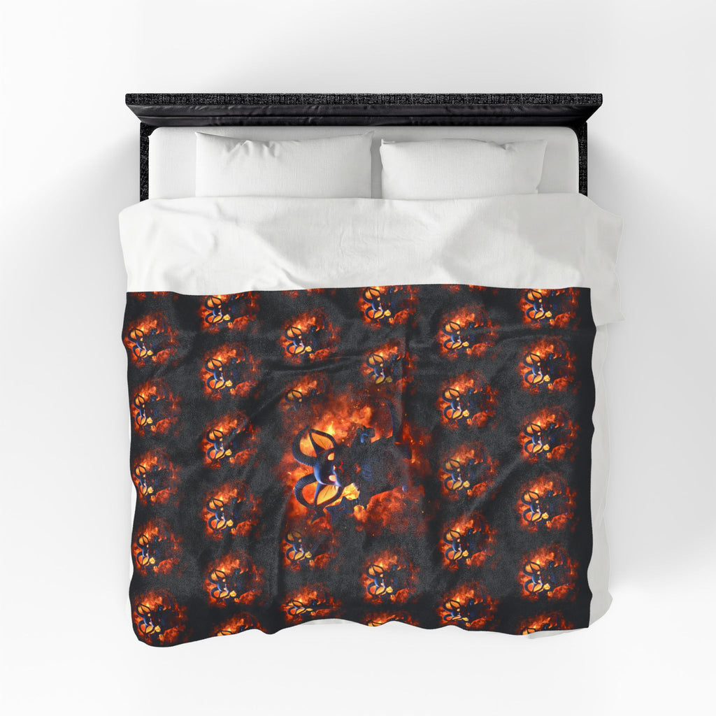 Whimsigoth Chibi Baphomet Throw Blanket — Gothic Occult Home Decor