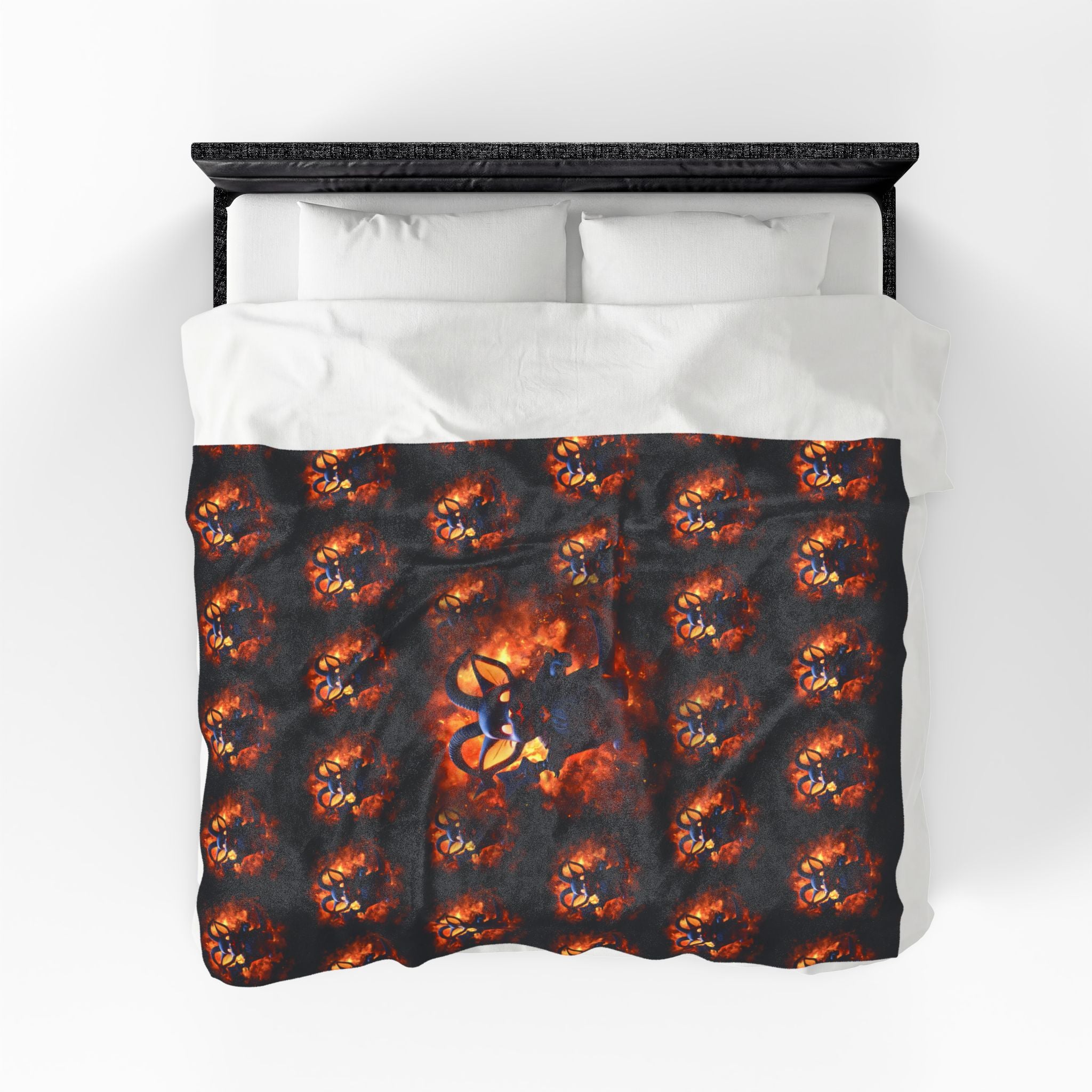 Whimsigoth Chibi Baphomet Throw Blanket — Gothic Occult Home Decor