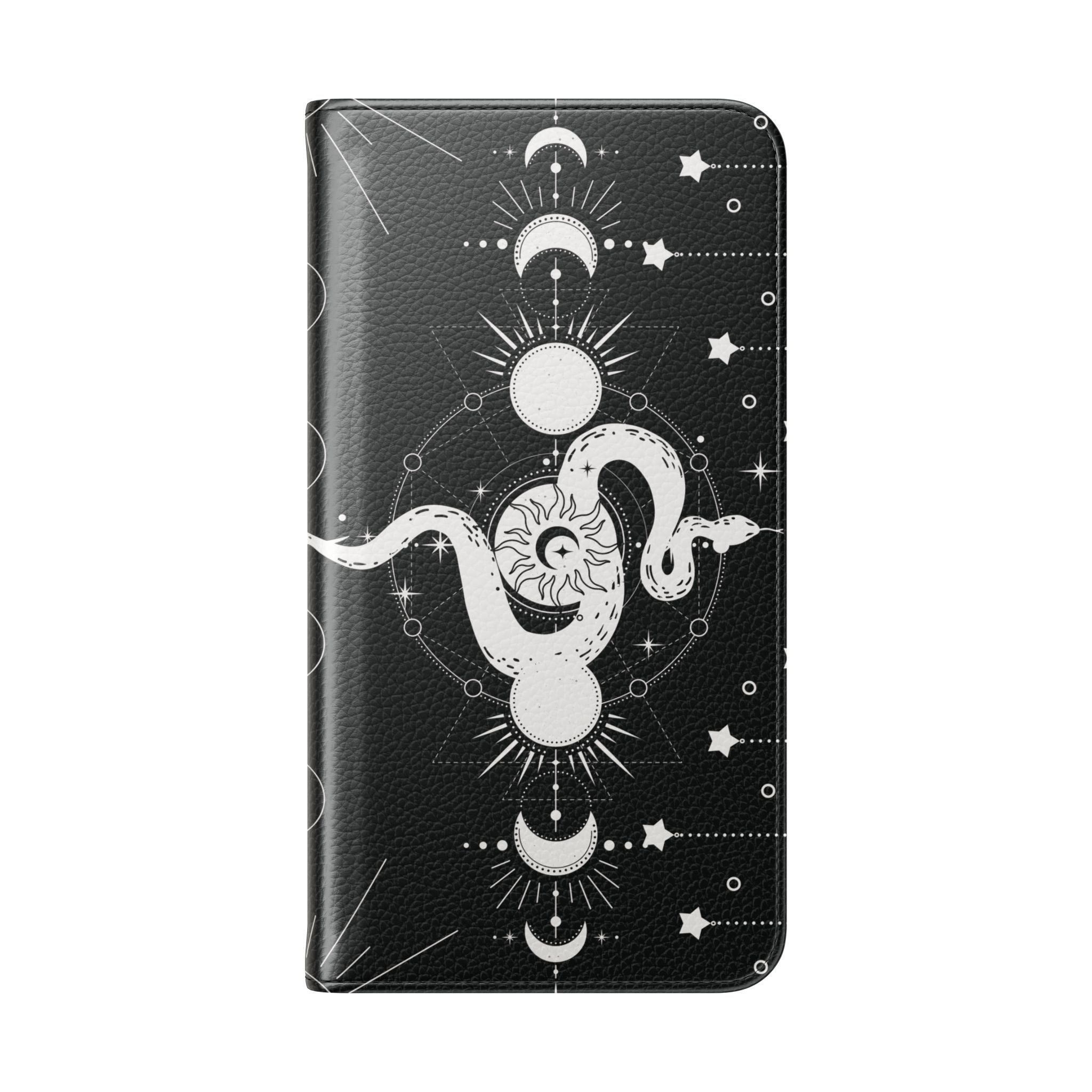 Gothic Style Celestial Snake Moon Phases Wallet Flip PhoneCase - Celestial Style Phone Case for iPhone and Samsung - Moon Phases Wallet Case