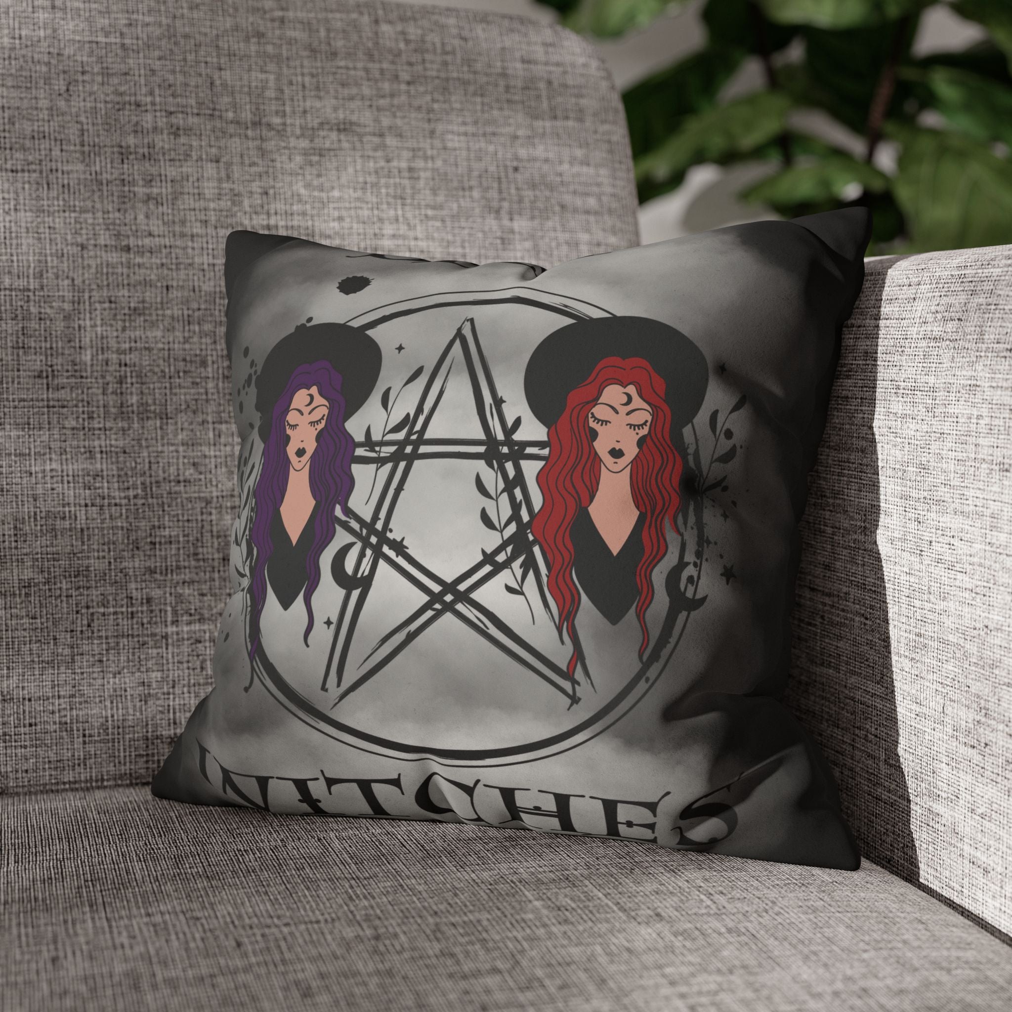 Best Witches Gothic BFF Throw Pillow — Witch Dark Cottagecore Home Decor