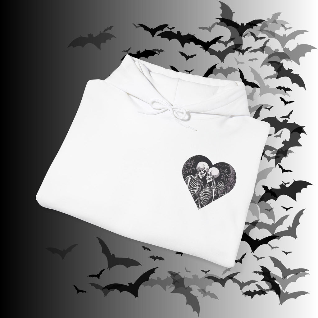 Gothic Skeleton "Forever Yours" Couples Hoodie — Dark Romance Front & Back Print
