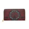 Gothic Cathedral Bat Mandala Wallet | Crimson Rose Faux Leather Zipper Clutch