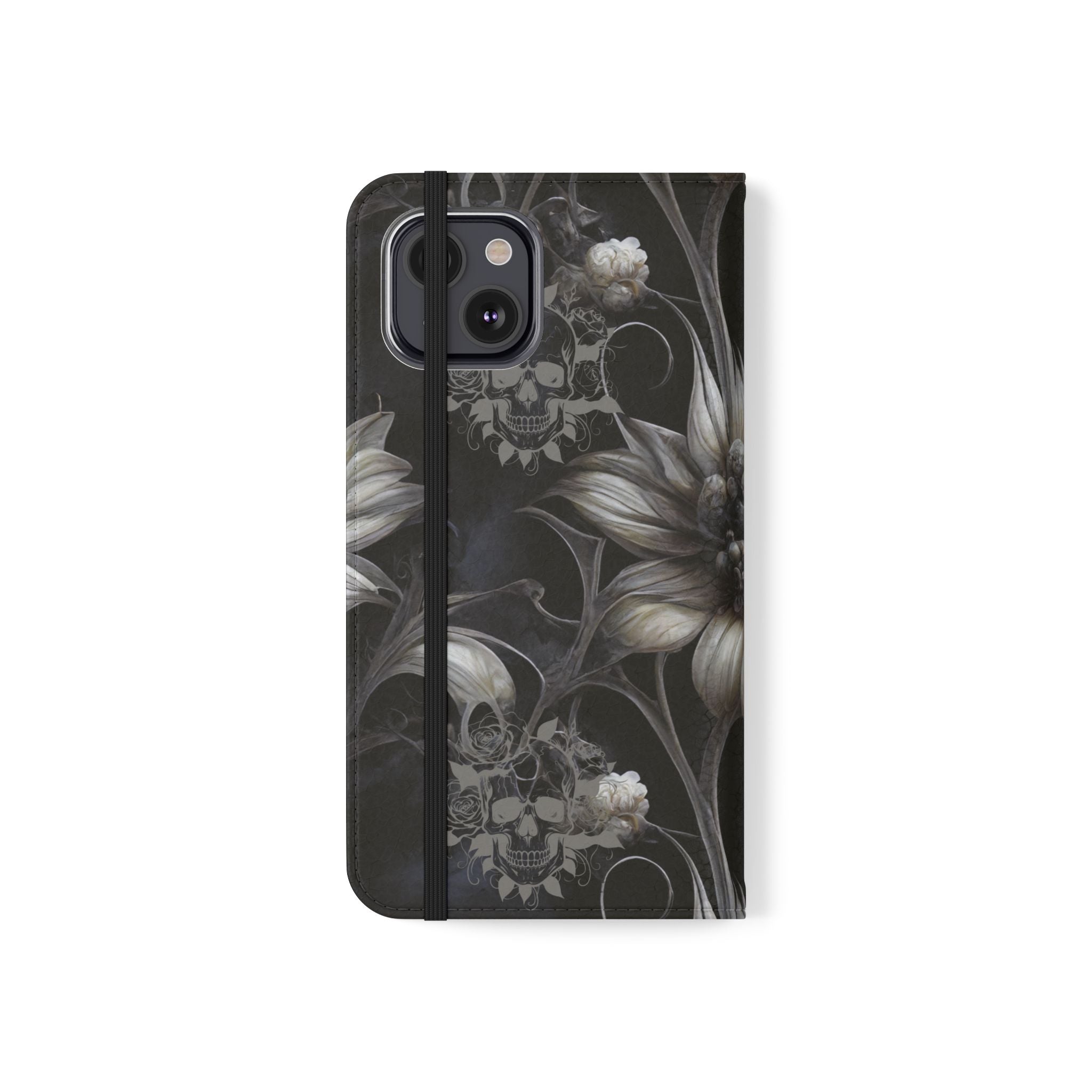 Goth Botanical Flip Wallet Case for iPhone and Samsung Galaxy Phones