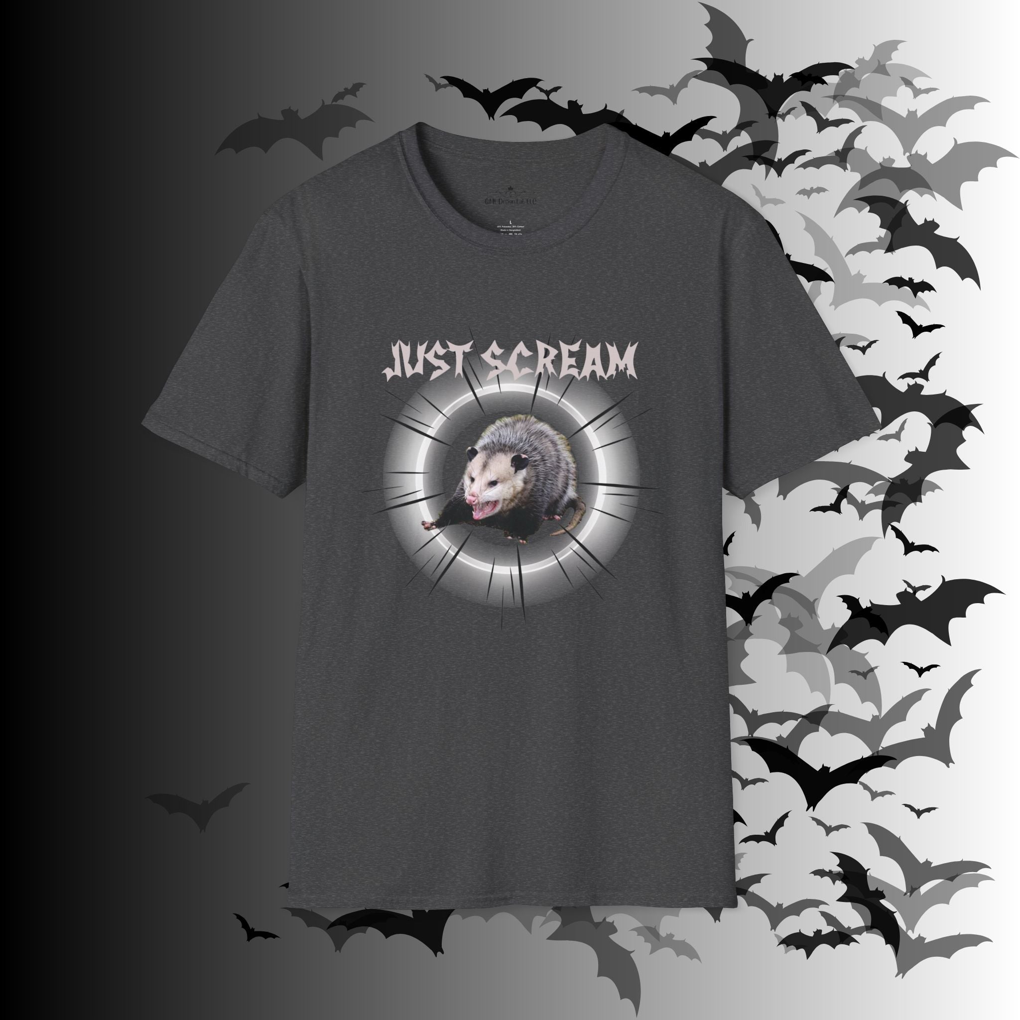 "Just Scream" Possum T-Shirt — Edgy Humor Gothic Tee