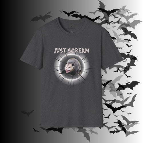 "Just Scream" Possum T-Shirt — Edgy Humor Gothic Tee