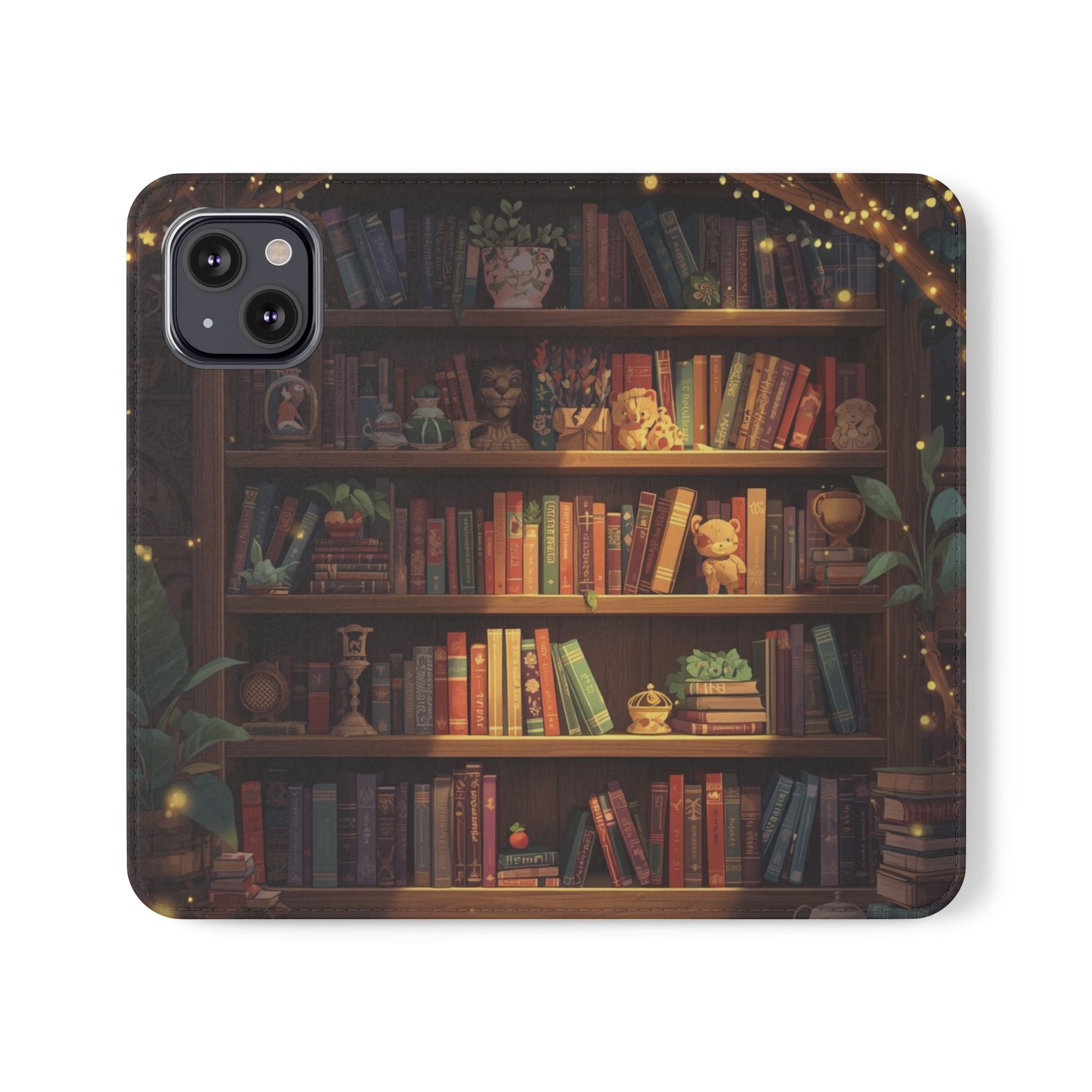 Whimsigoth Bookcase Wallet Flip Case - Romantasy Reader Phone Wallet - Book Pattern Flip Case - Bookish Phone Case