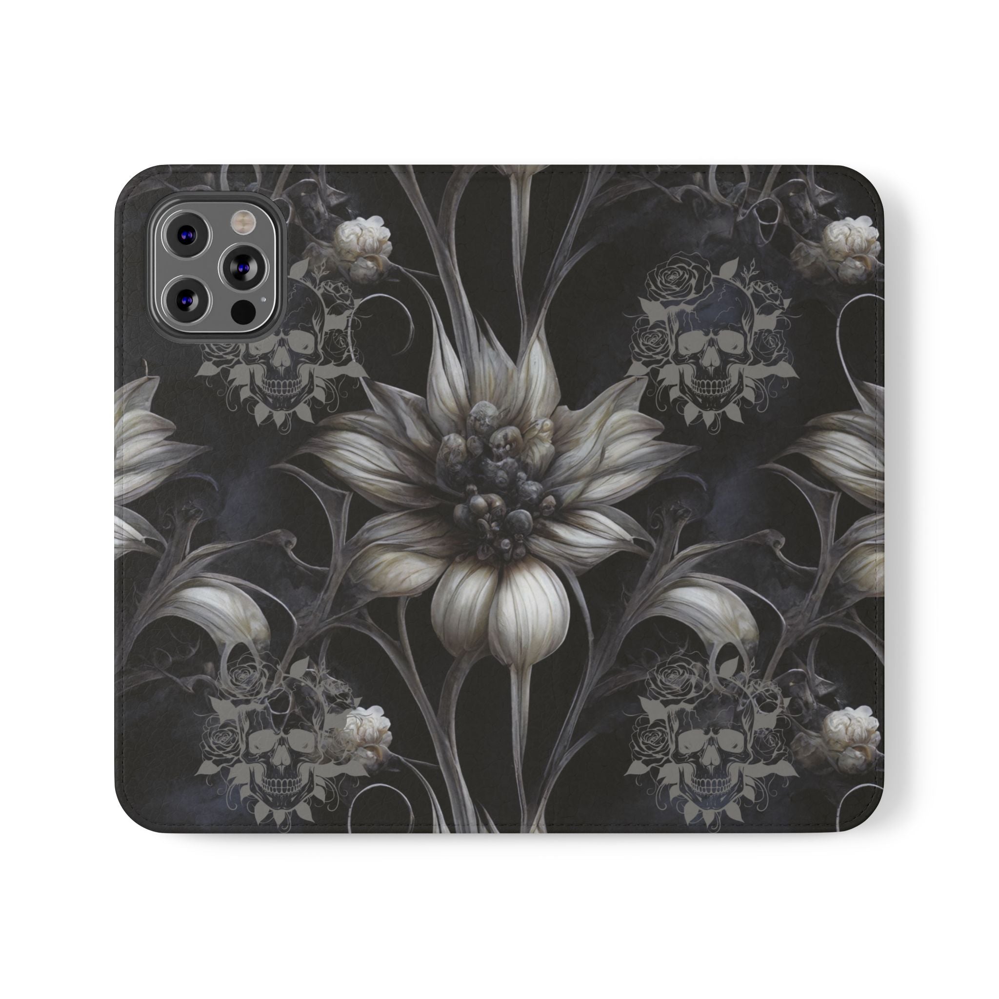 Goth Botanical Flip Wallet Case for iPhone and Samsung Galaxy Phones