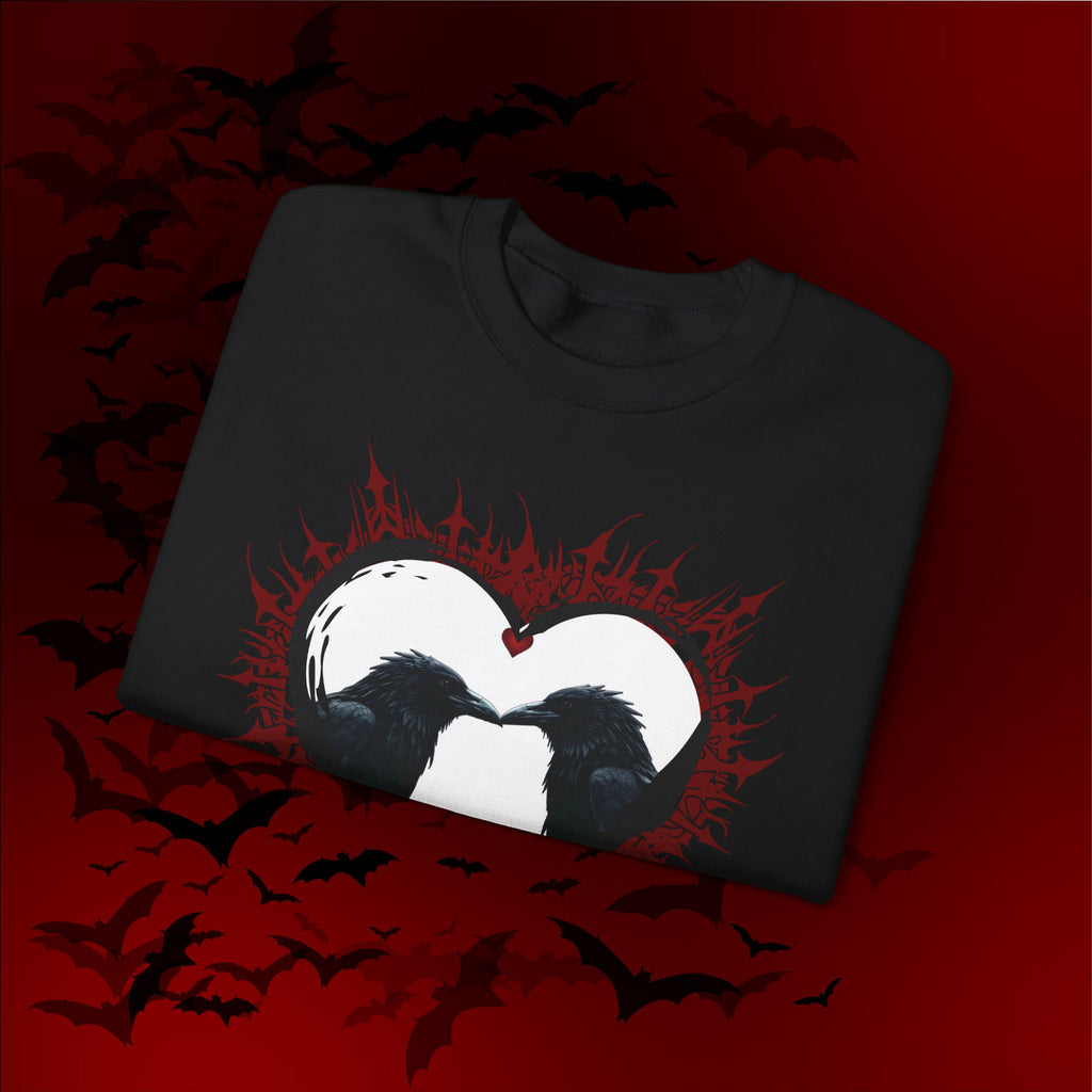 Gothic Raven Heart Crewneck Sweatshirt — Dark Romance Valentine's Day