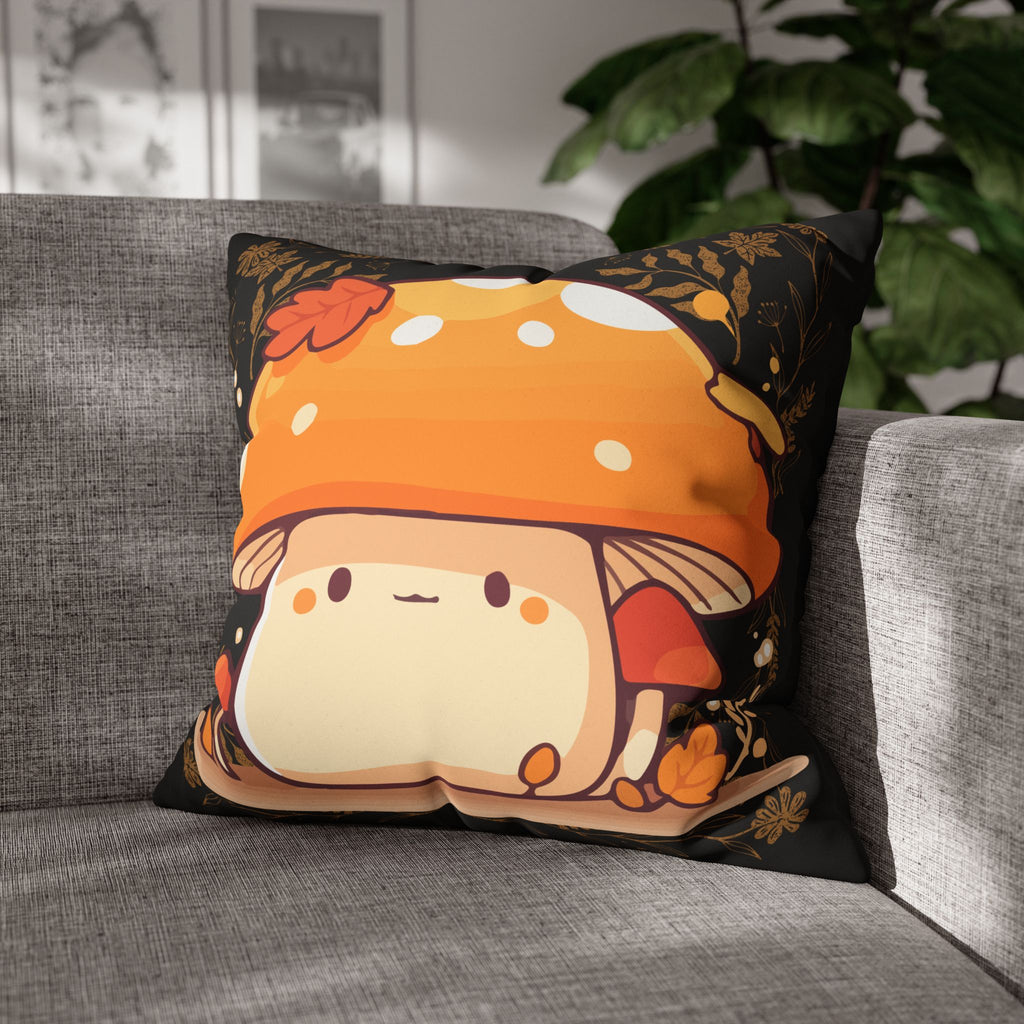 Dark Cottagecore Mushroom Throw Pillow — Forest Witch Kawaii Home Decor