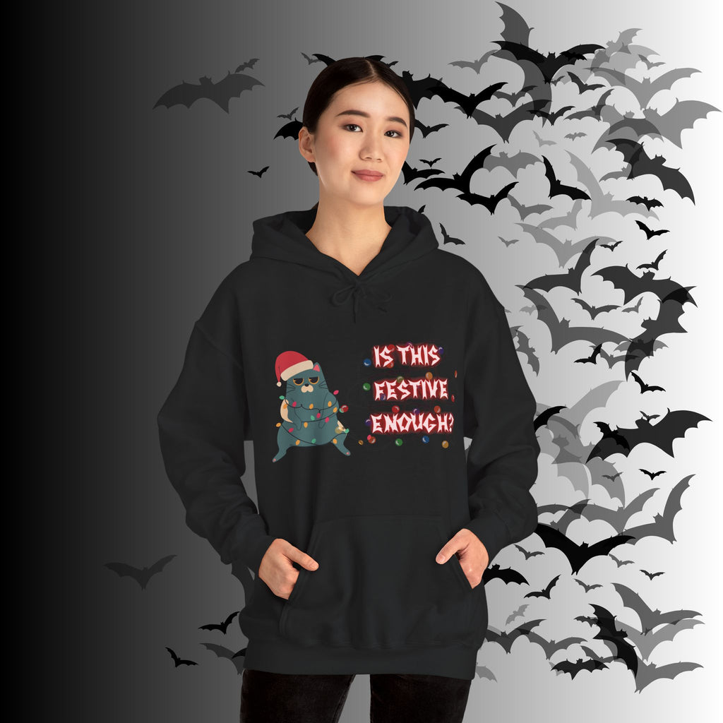 Is This Festive Enough Cat Hoodie — Grumpy Christmas Cat Pullover