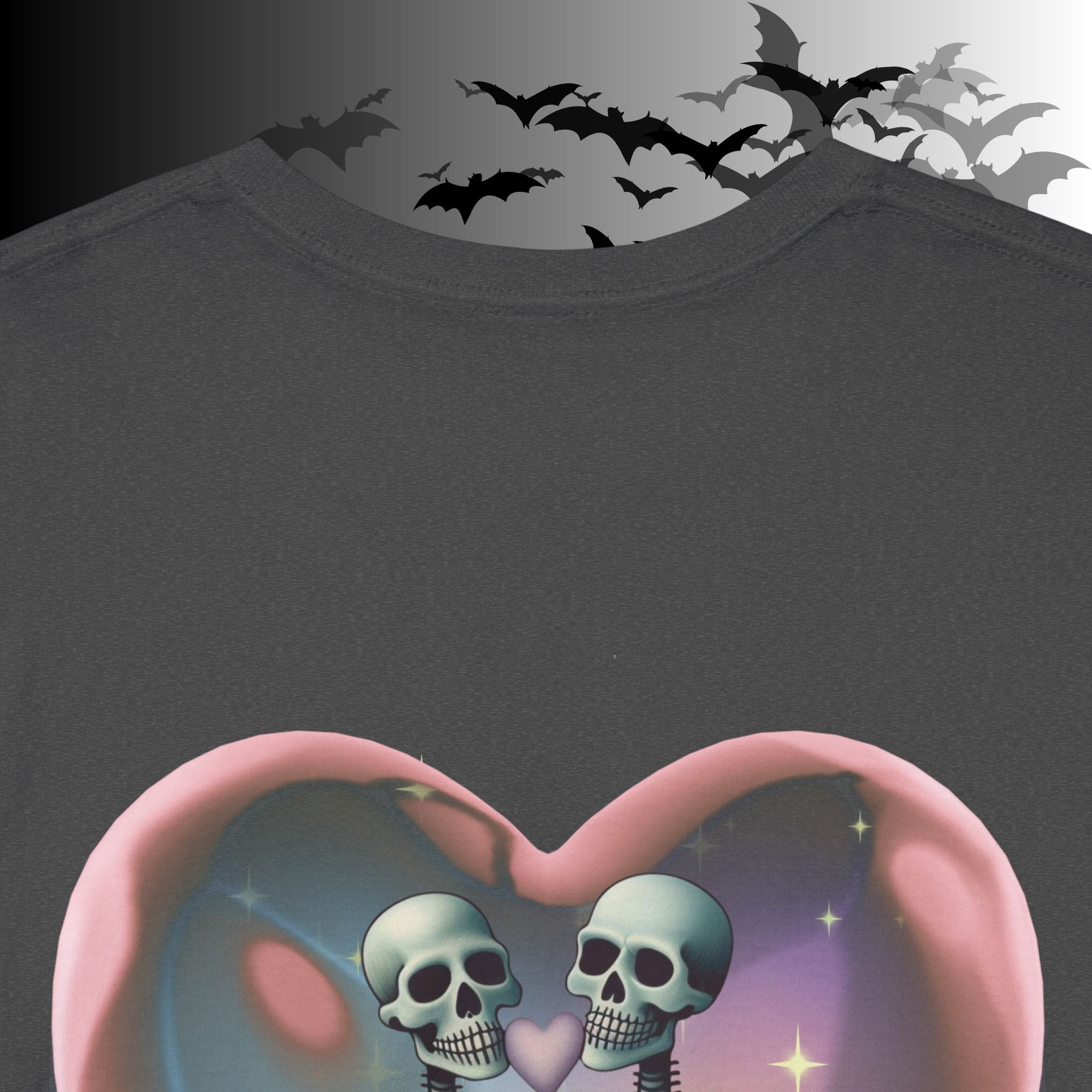 "Love You Forever" Gothic Skeleton Couples T-Shirt — Goth Valentine's Day Matching Tee