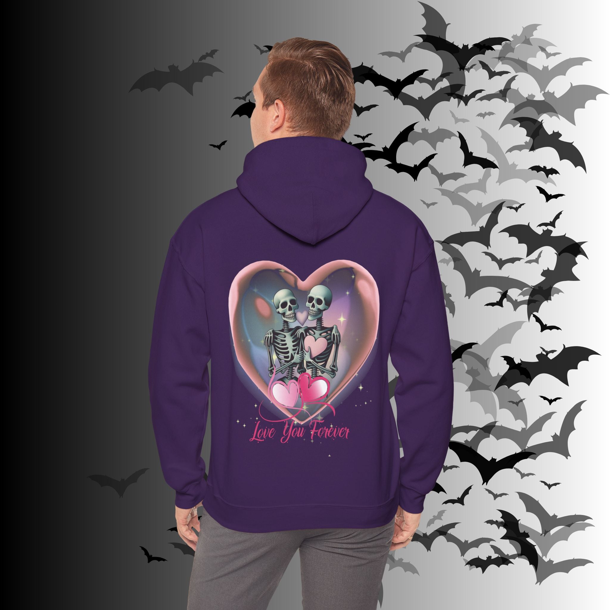 Love You Forever Skeleton Hoodie — Gothic Valentine's Couples Pullover
