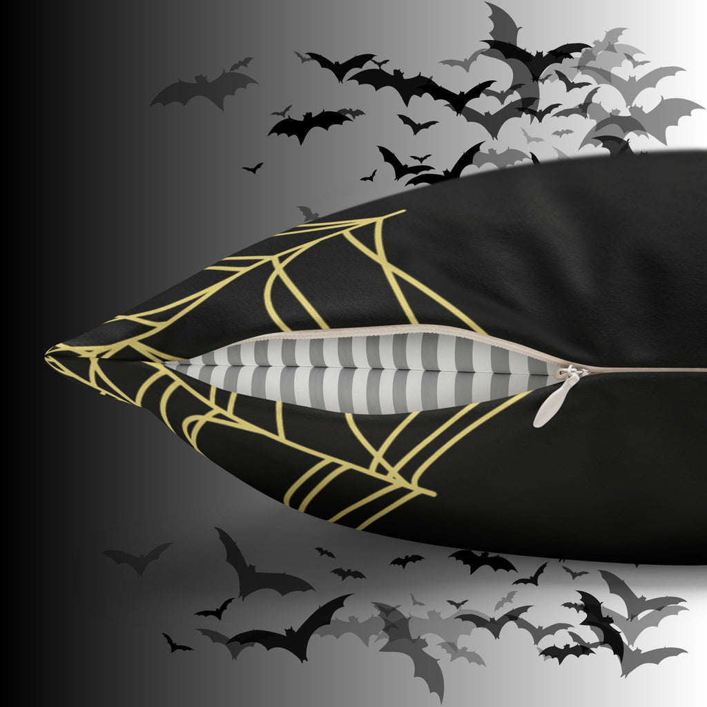 Gothic Moon Skull Throw Pillow — Celestial Dark Home Decor
