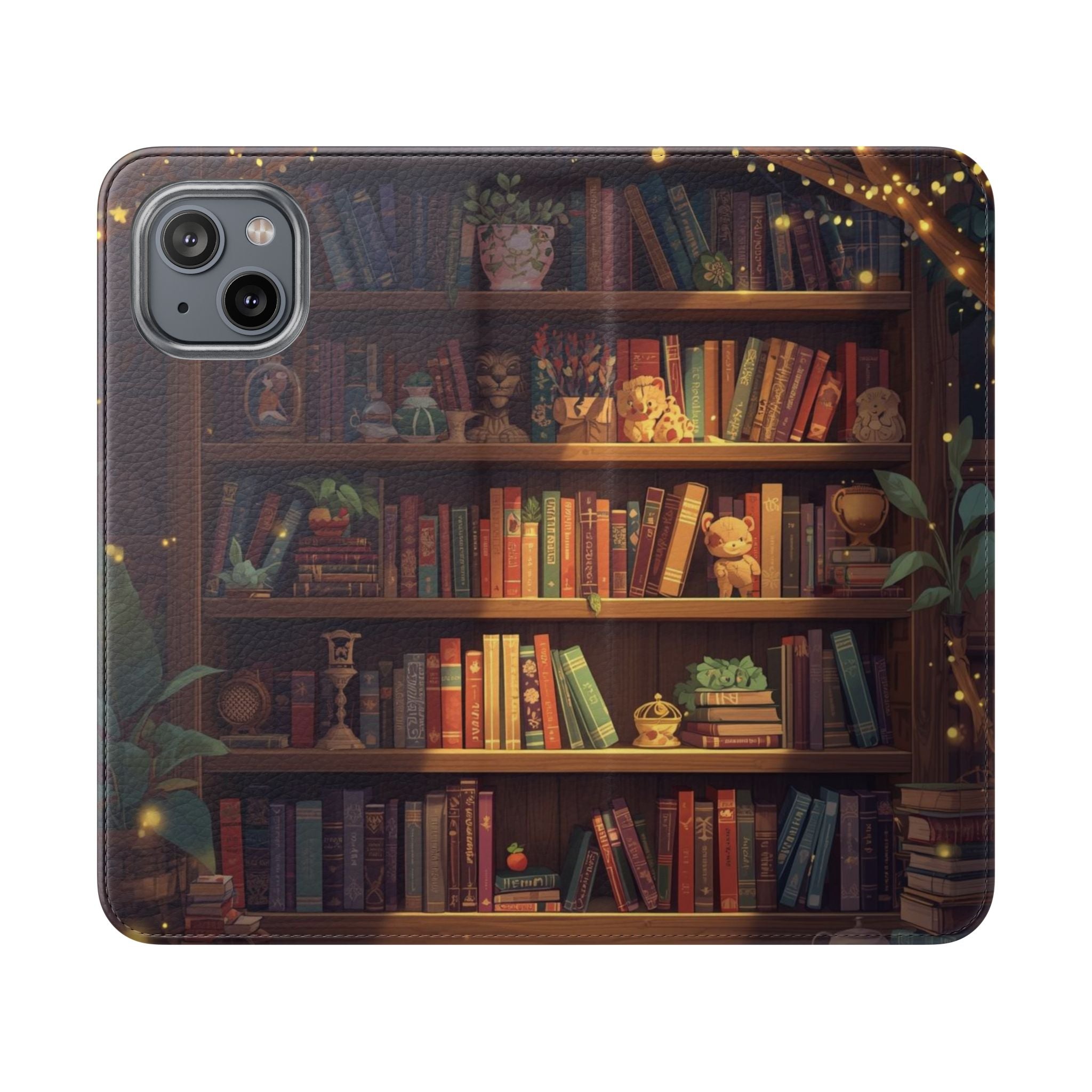Whimsigoth Bookcase Wallet Flip Case - Romantasy Reader Phone Wallet - Book Pattern Flip Case - Bookish Phone Case
