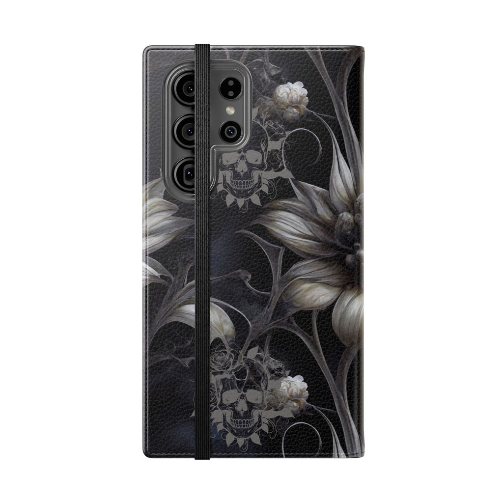 Goth Botanical Flip Wallet Case for iPhone and Samsung Galaxy Phones
