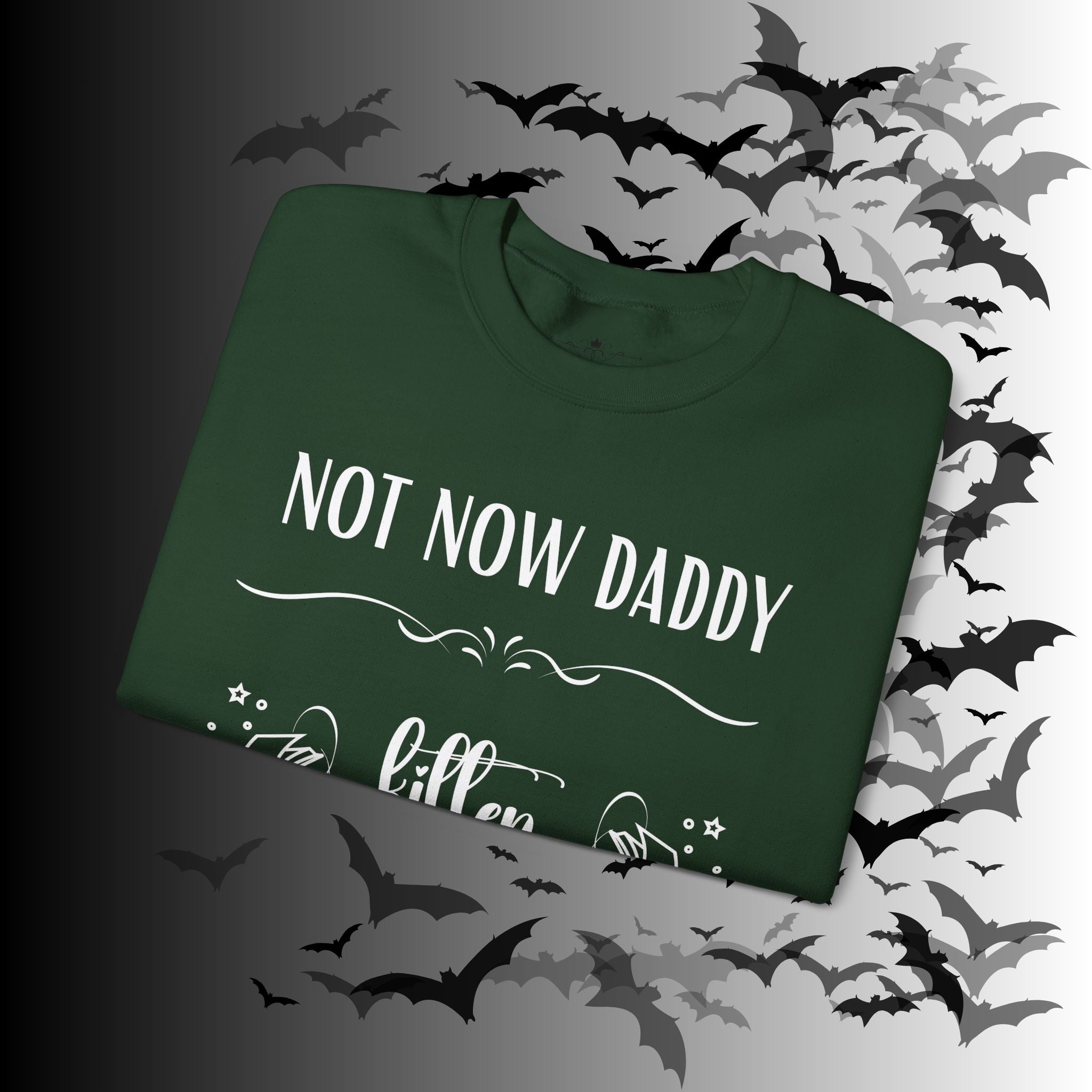 Not Now Daddy Kitten Is Reading Crewneck Sweatshirt — Funny Book Lover