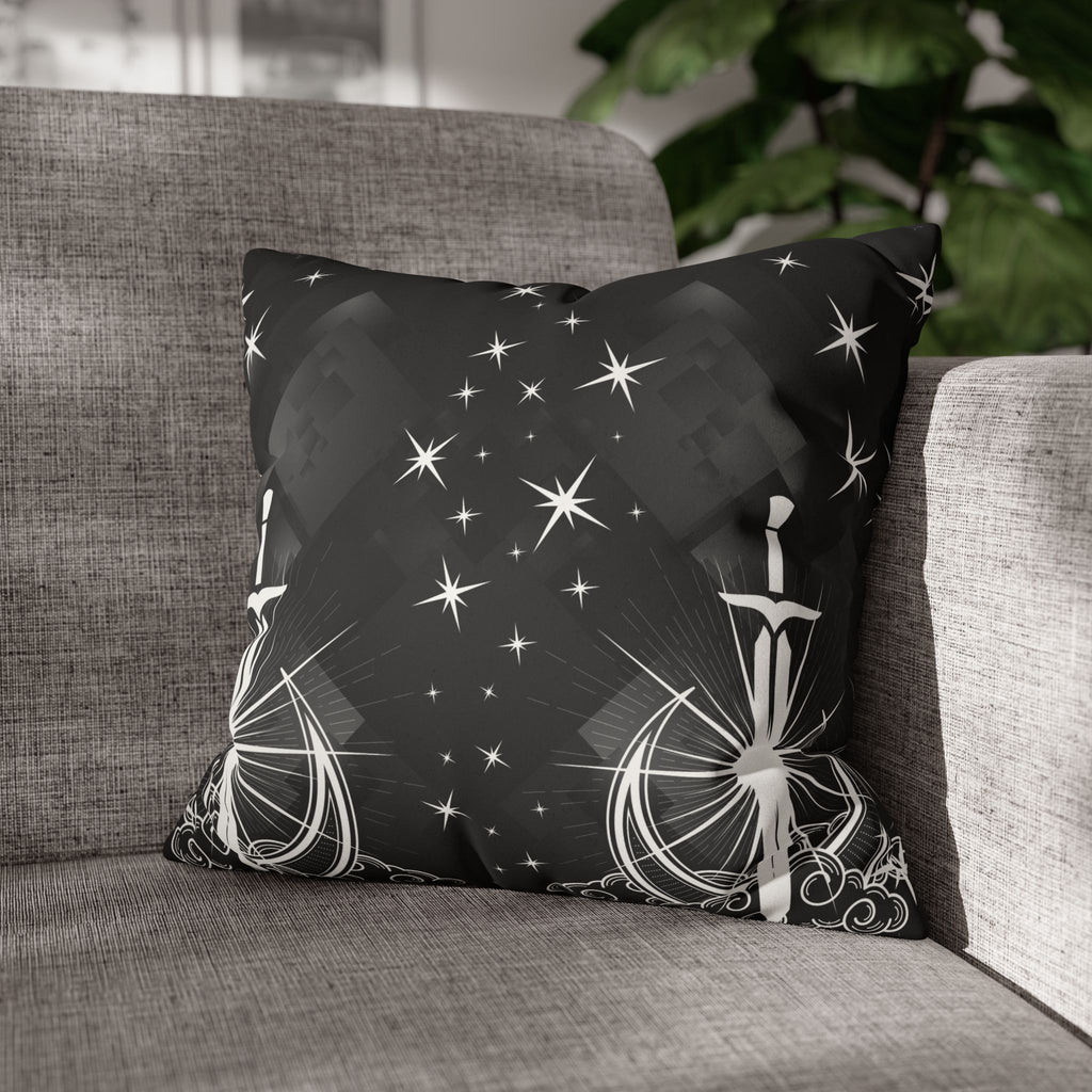 Gothic Moon Sword Celestial Throw Pillow — Dark Witchy Home Decor