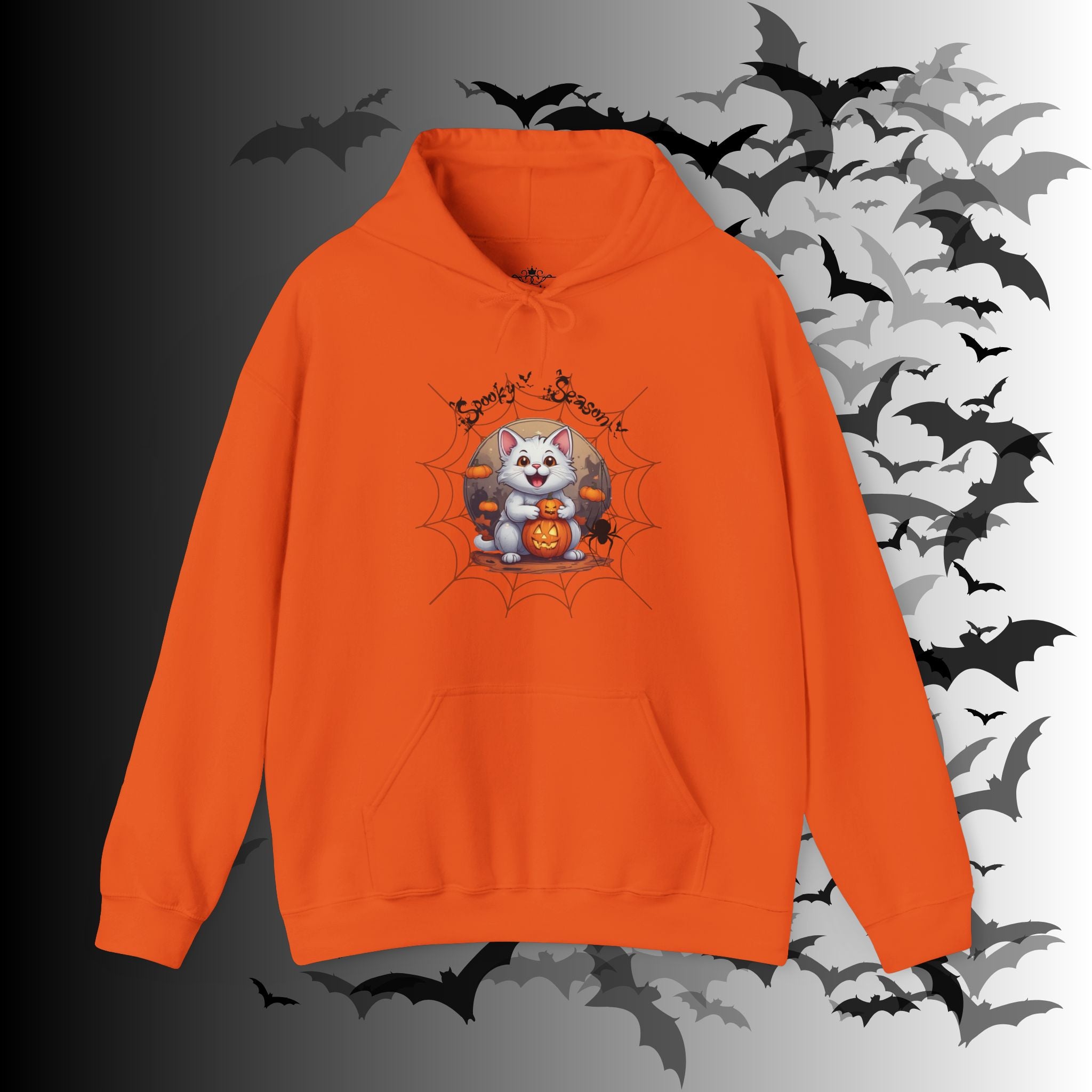 Spooky Season Cat Hoodie — Kawaii Halloween Pumpkin Pullover