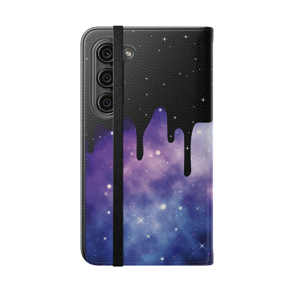 Pastel Goth Drippy Galaxy Flip Wallet Phone Case - Wallet Case for Samsung and iPhone - Gothic Style Wallet Phone Cases