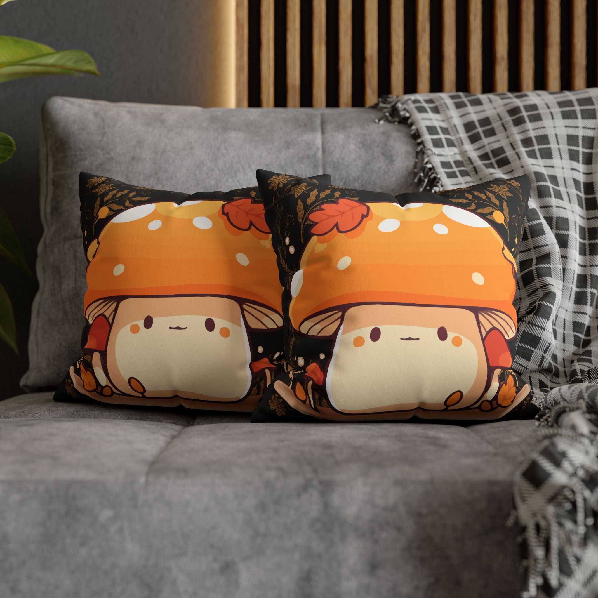 Dark Cottagecore Mushroom Throw Pillow — Forest Witch Kawaii Home Decor