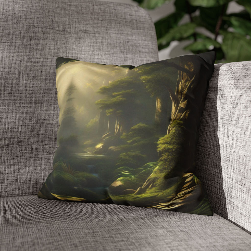 Mystical Forest Throw Pillow — Dark Cottagecore Woodland Home Decor